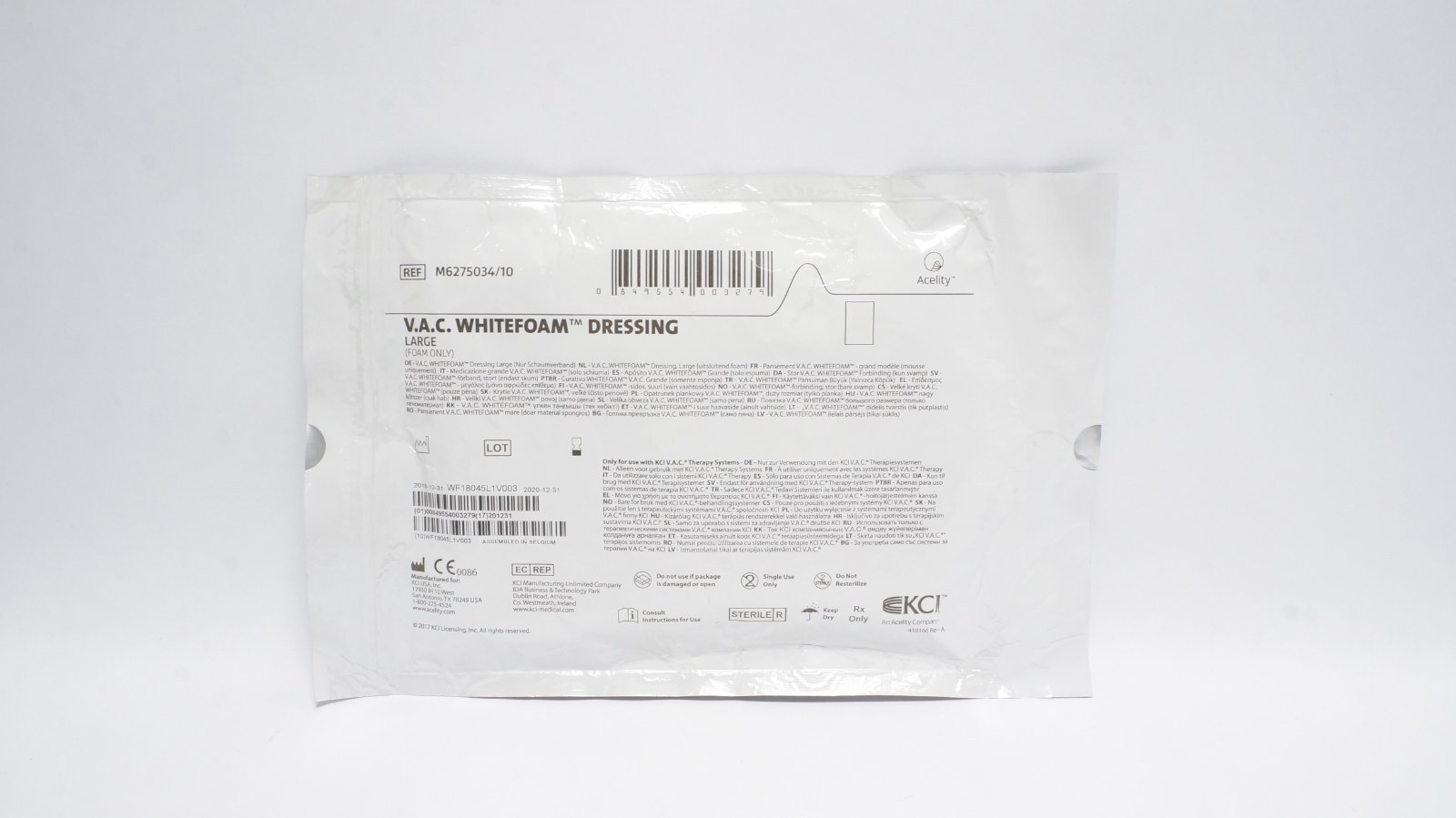 Acelity M6275034/10 V.A.C. WHITEFOAM Dressing Large Foam
