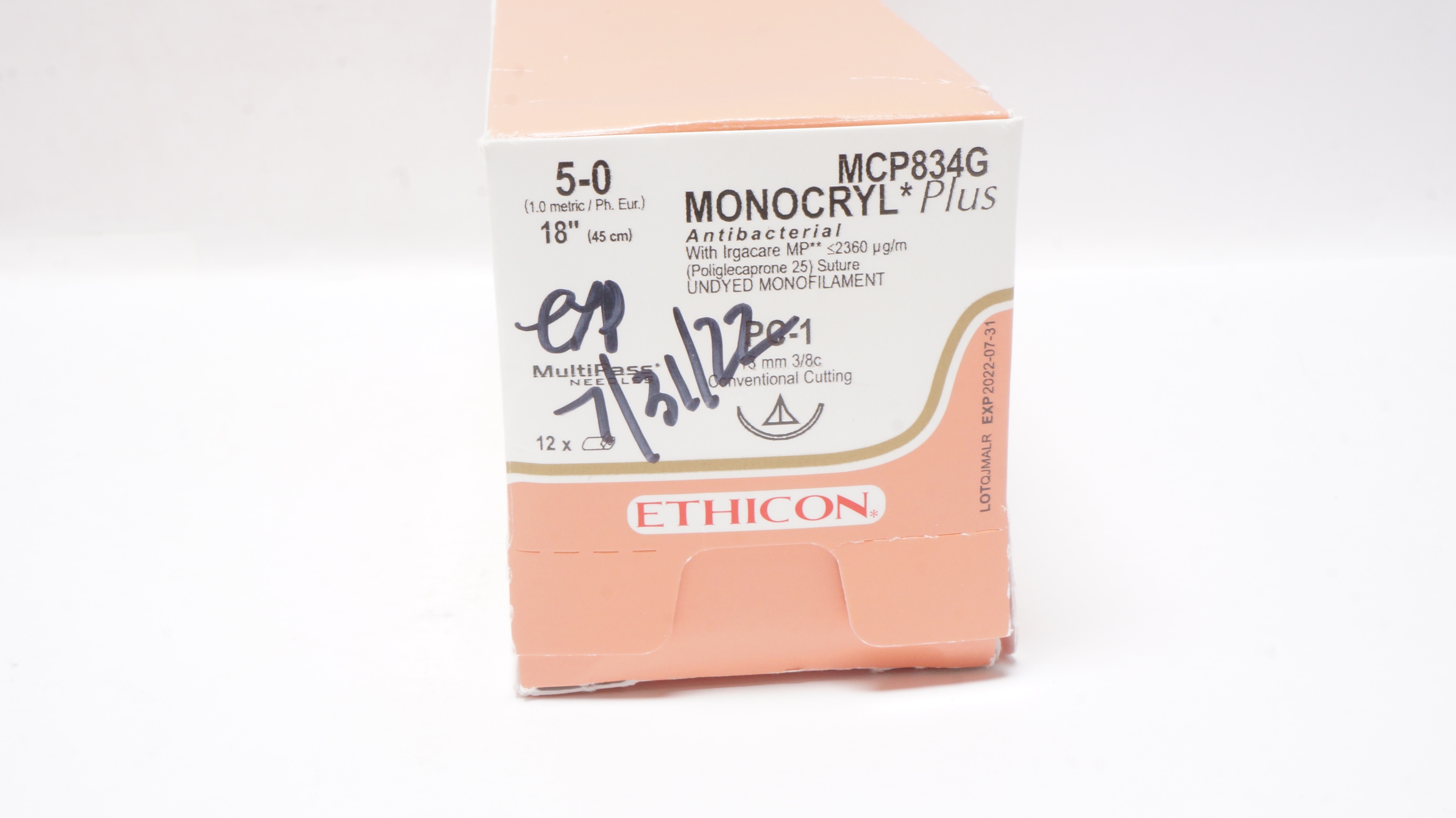 Ethicon MCP834G 5-0 MONOCRYL Plus Stre PC-1 13mm 3/8c 18inch (x) - Box of 12