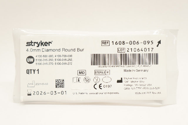 Stryker 1680-006-095 4.0mm Diamond Round Bur