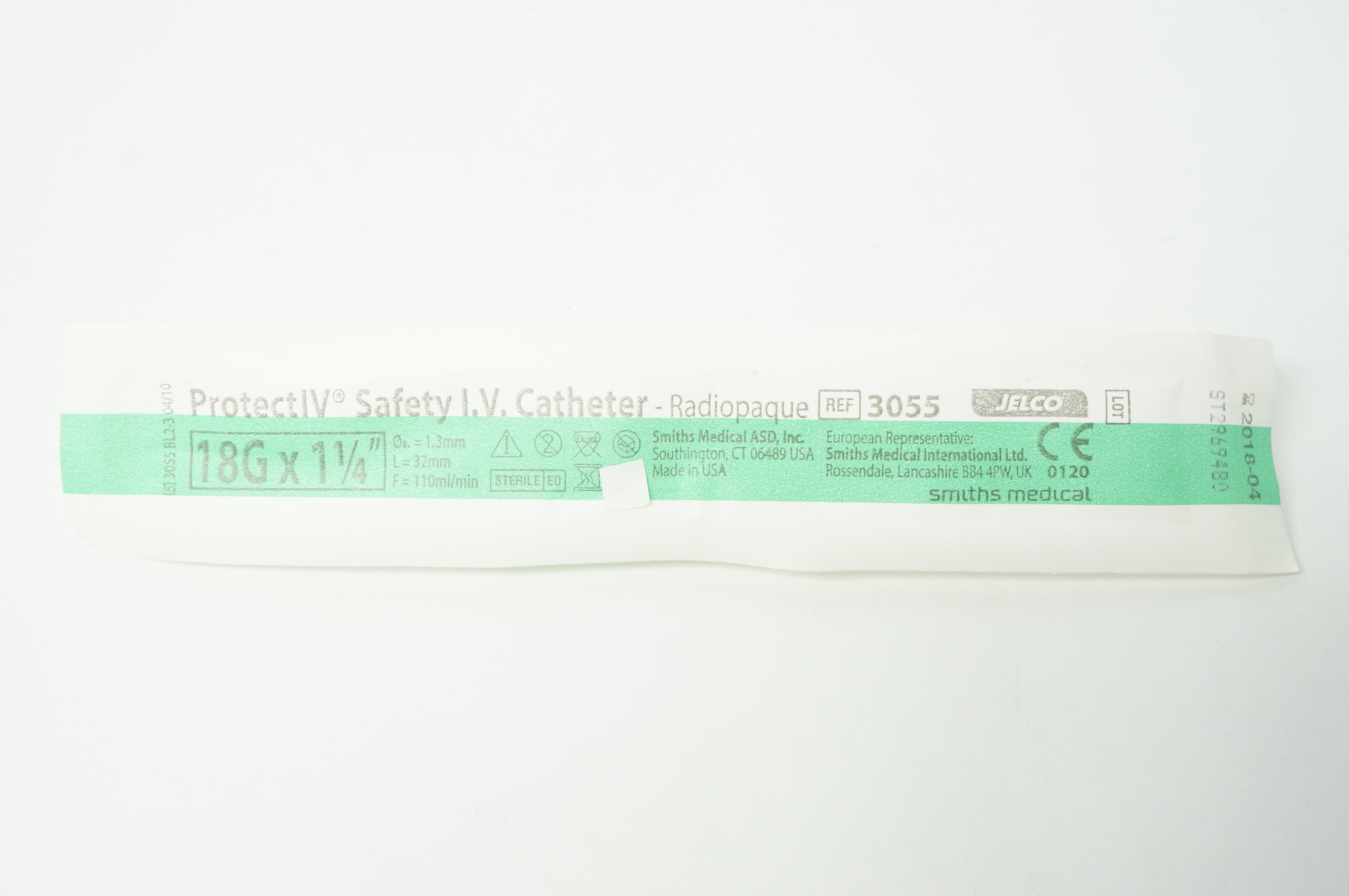 Smiths Medical 3055 Jelco ProtectIV Safety IV Cath 18G x 1-1/4inch (x)