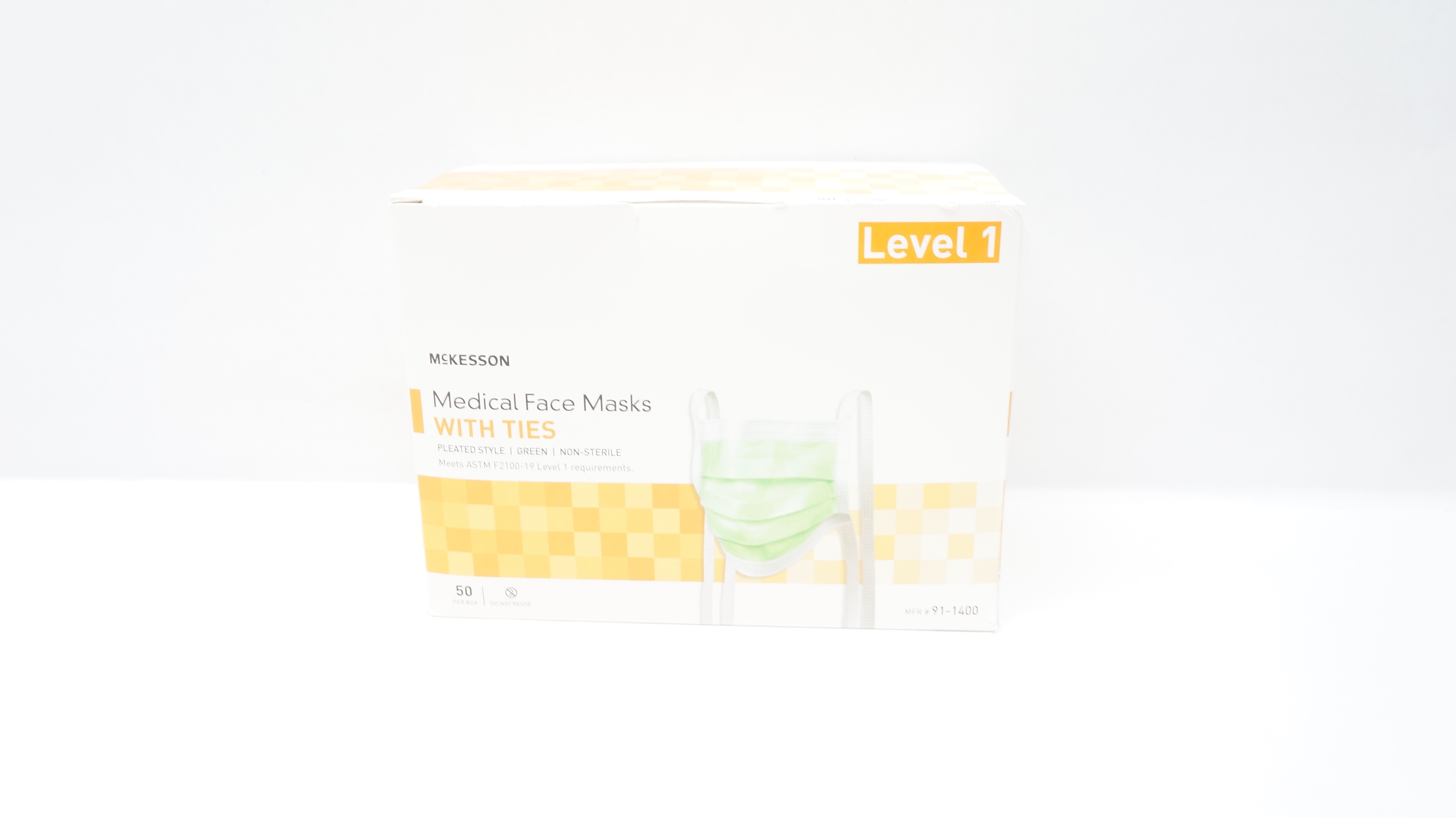 Mckesson 91-1400 Medical Face Masks With Ties,Pleated Style,Green - Box of 50