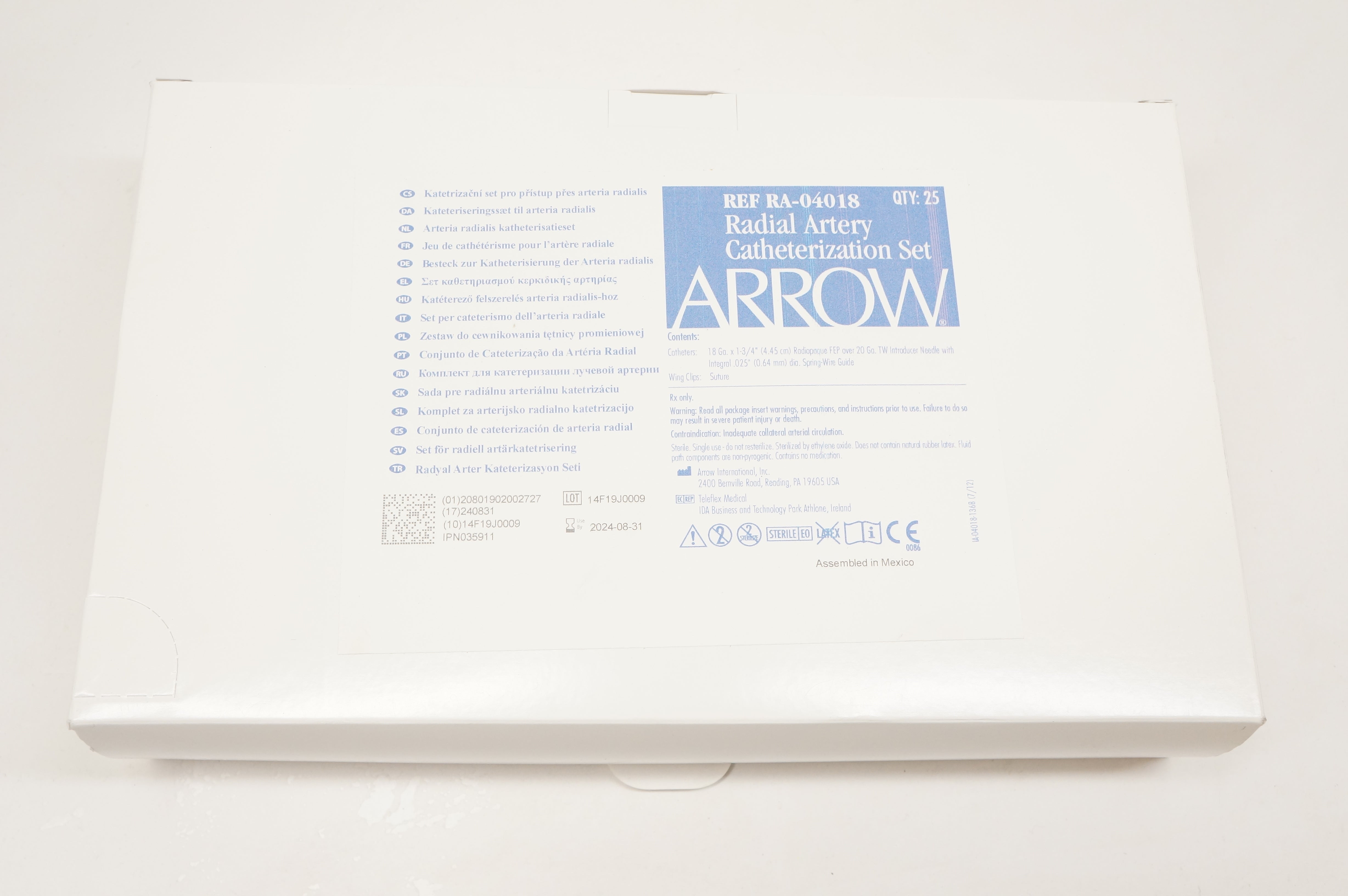Arrow RA-04018 Radial Artery Carh. Set 18Ga x 1-3/4inch