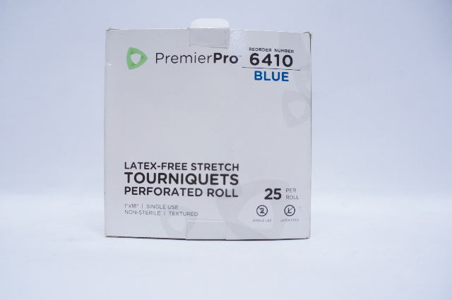 PremierPro 6410 Tourniquet, Blue, Perforated Roll, 1inch x 18inch - Box of 25