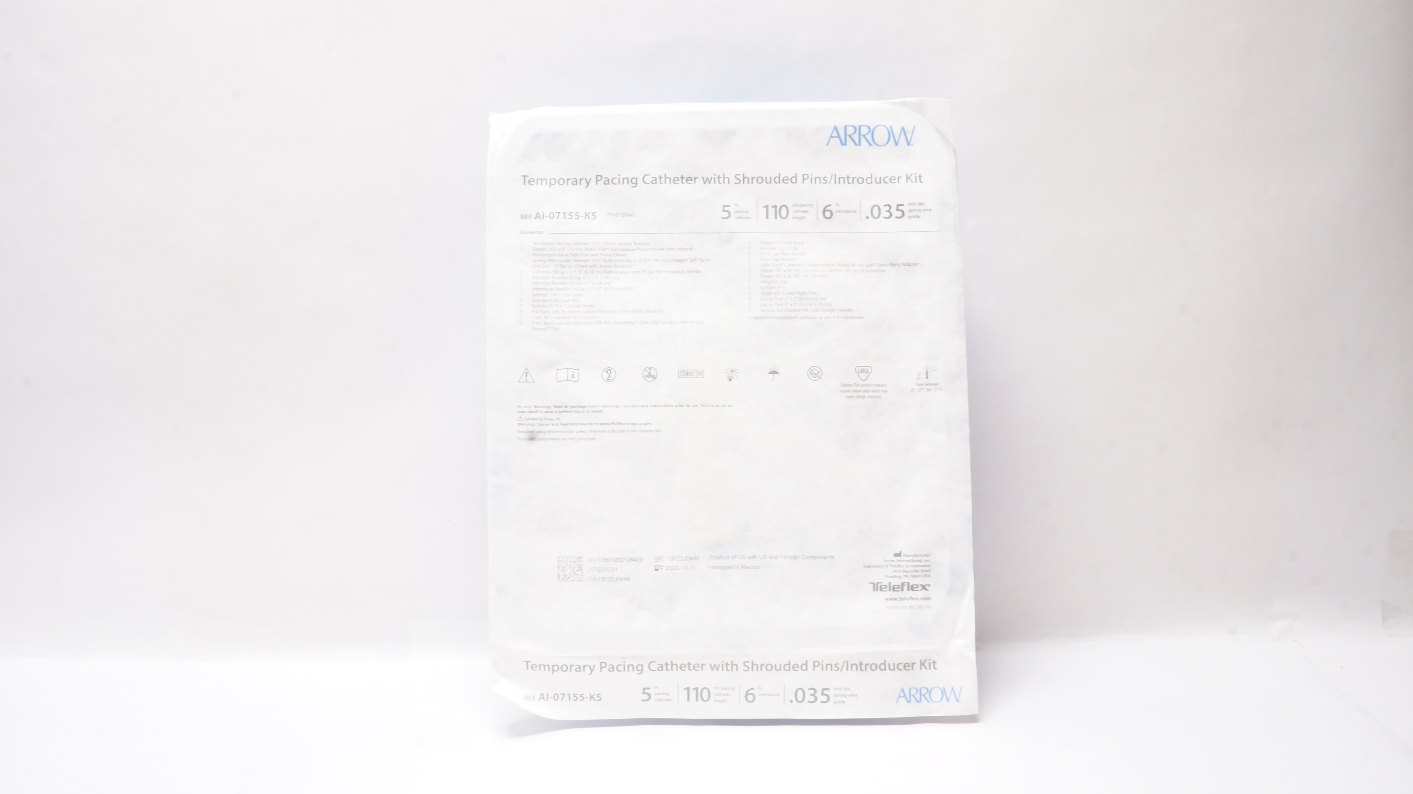 Arrow AI-07155-KS Temporary Pacing Cath. 5Fr x 6 Fr x .035inch x 110cm (x)
