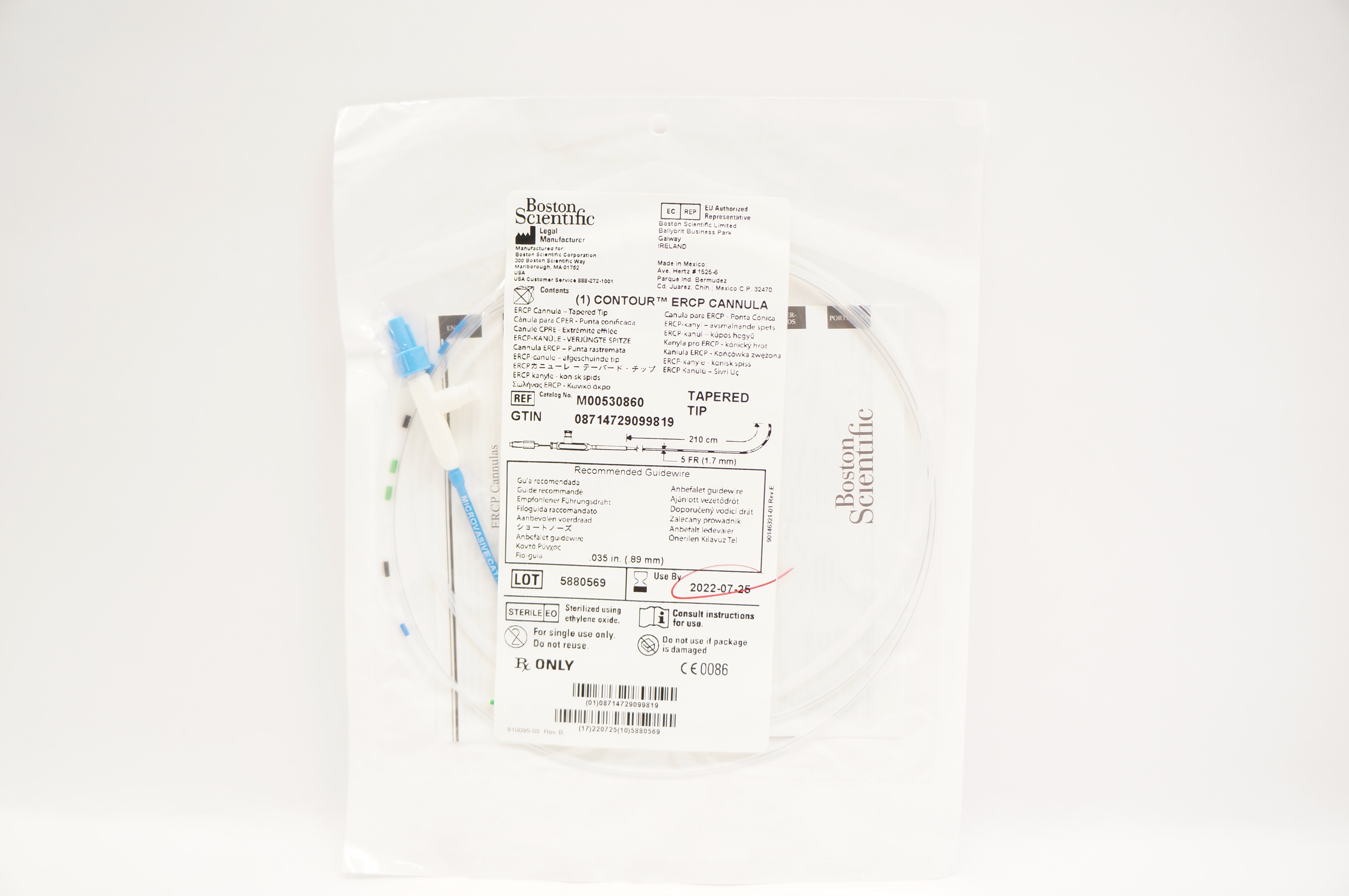 Boston Scientific M00530860 Contour ERCP Cannula Tapered Tip 5Fr x 210cm (x)