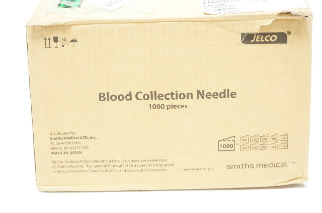 Smiths Medical 80215 Jelco Blood Collection Ndle. 21G x 1-1/2inch - Case of 1000