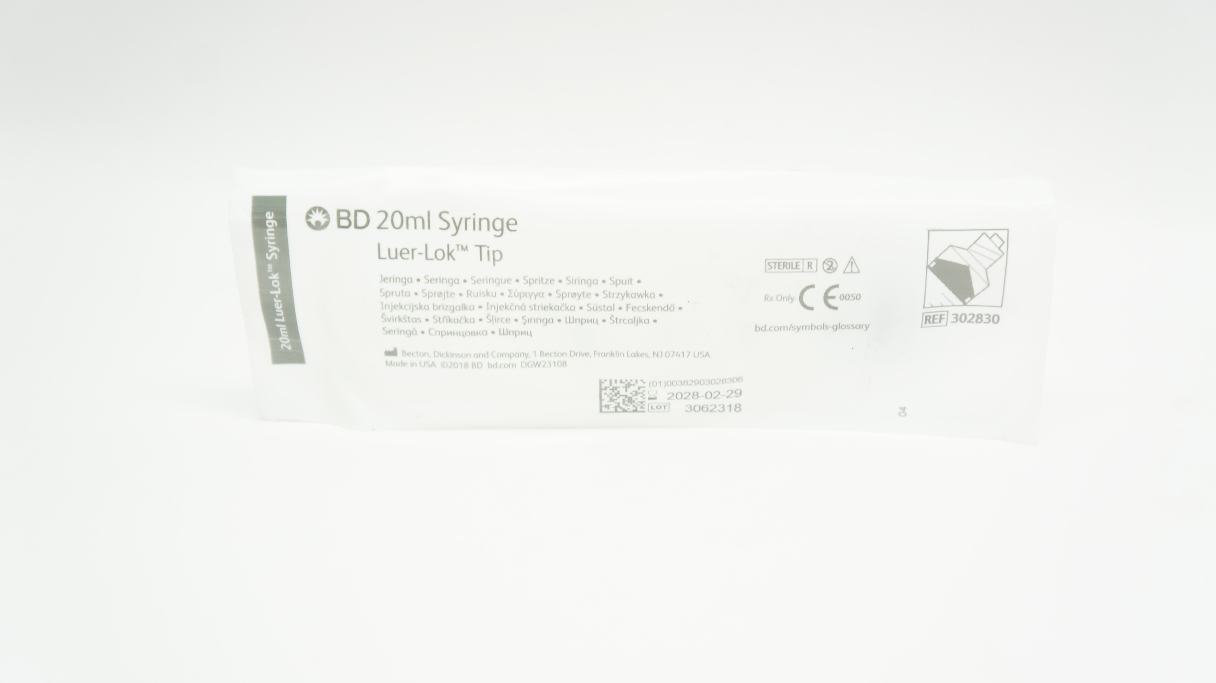 BD 302830 Syringe Luer-Lok Tip 20 mL