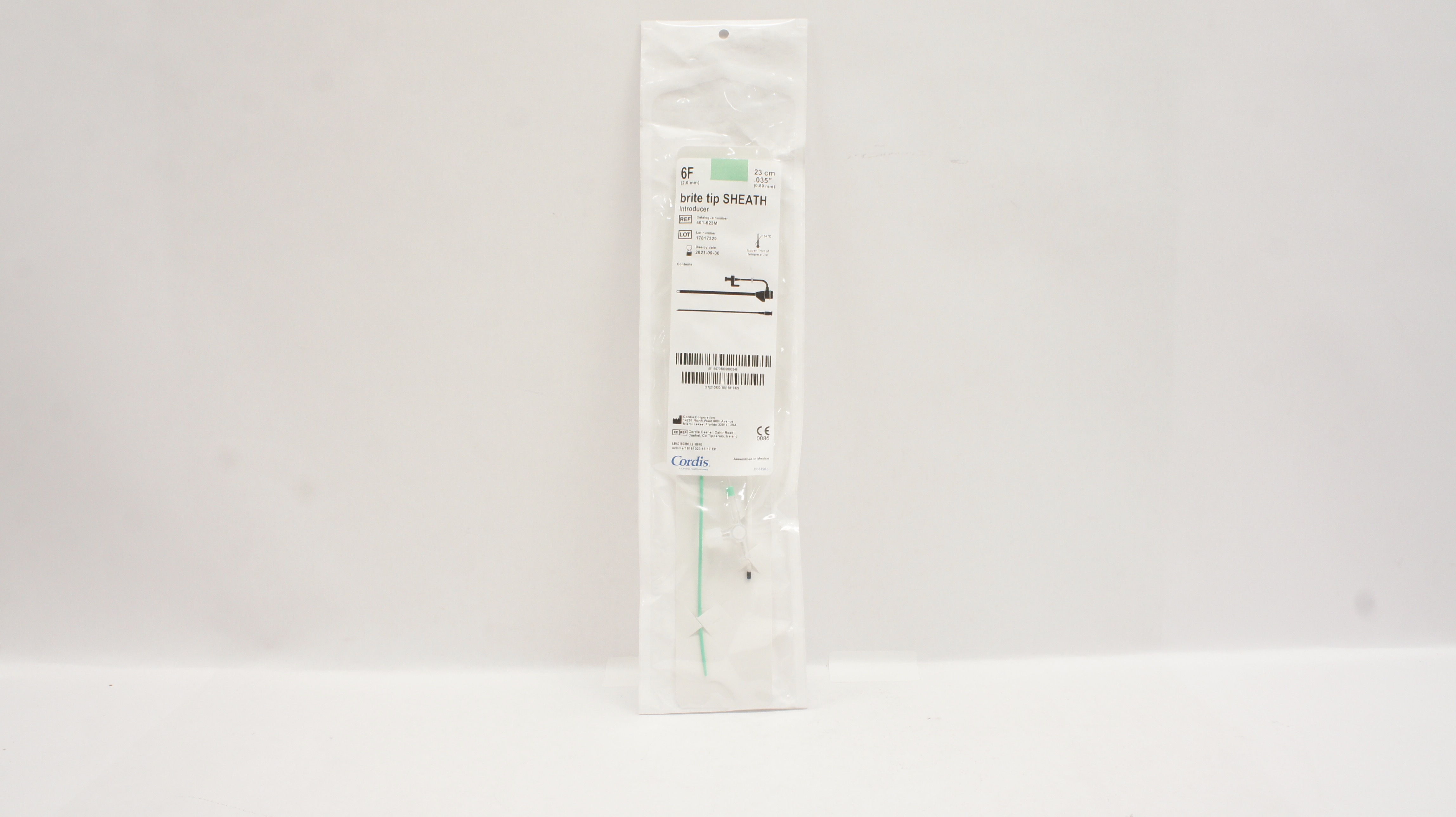 Cordis 401-623M Brite Tip Sheath Introducer 6Fr x 0.035 inch x 23cm (x)