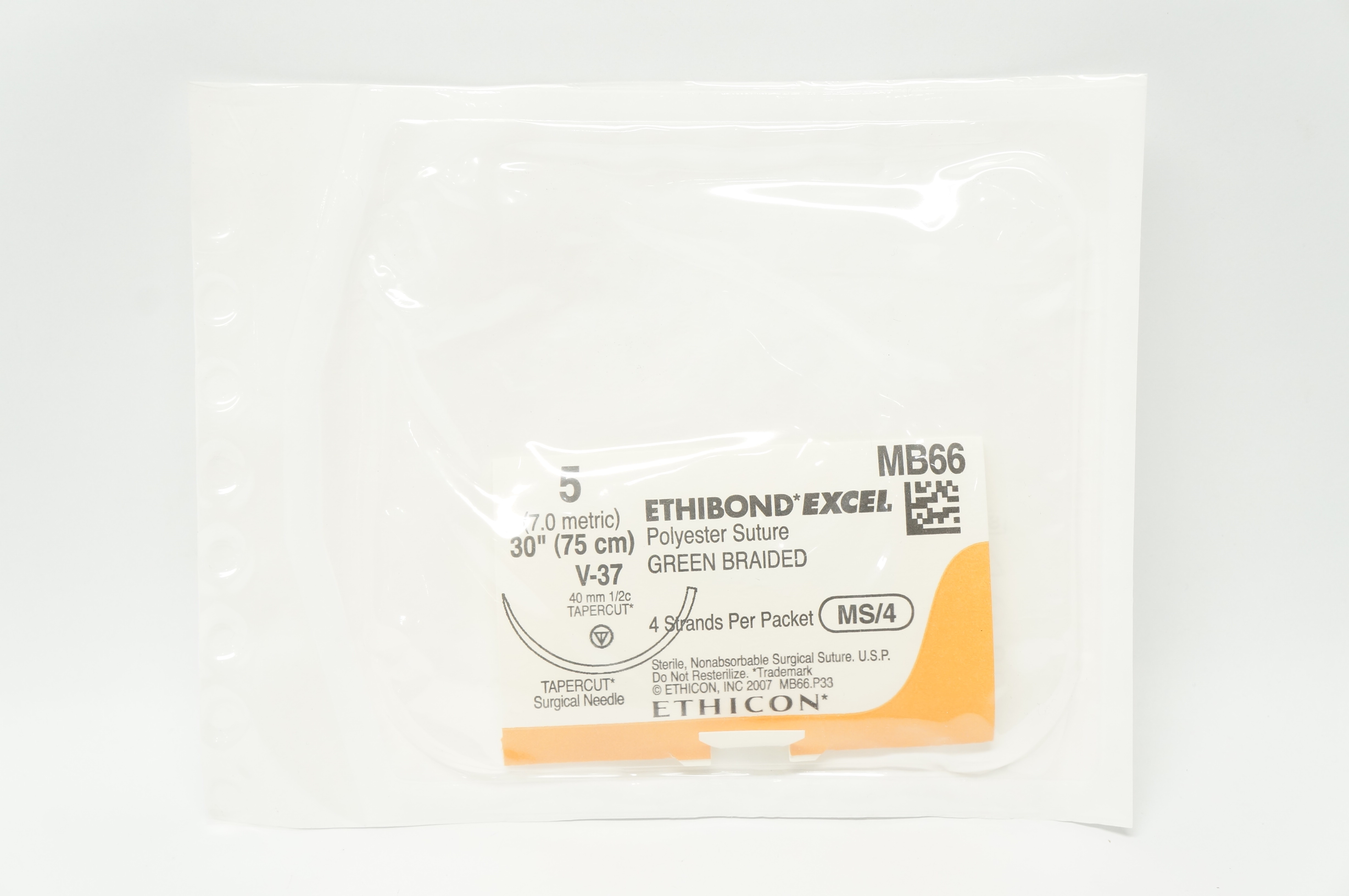 Ethicon MB66 5 Ethibond Excel Polyester Stre V-37 40mm 1/2c Tapercut, 30inch (x)