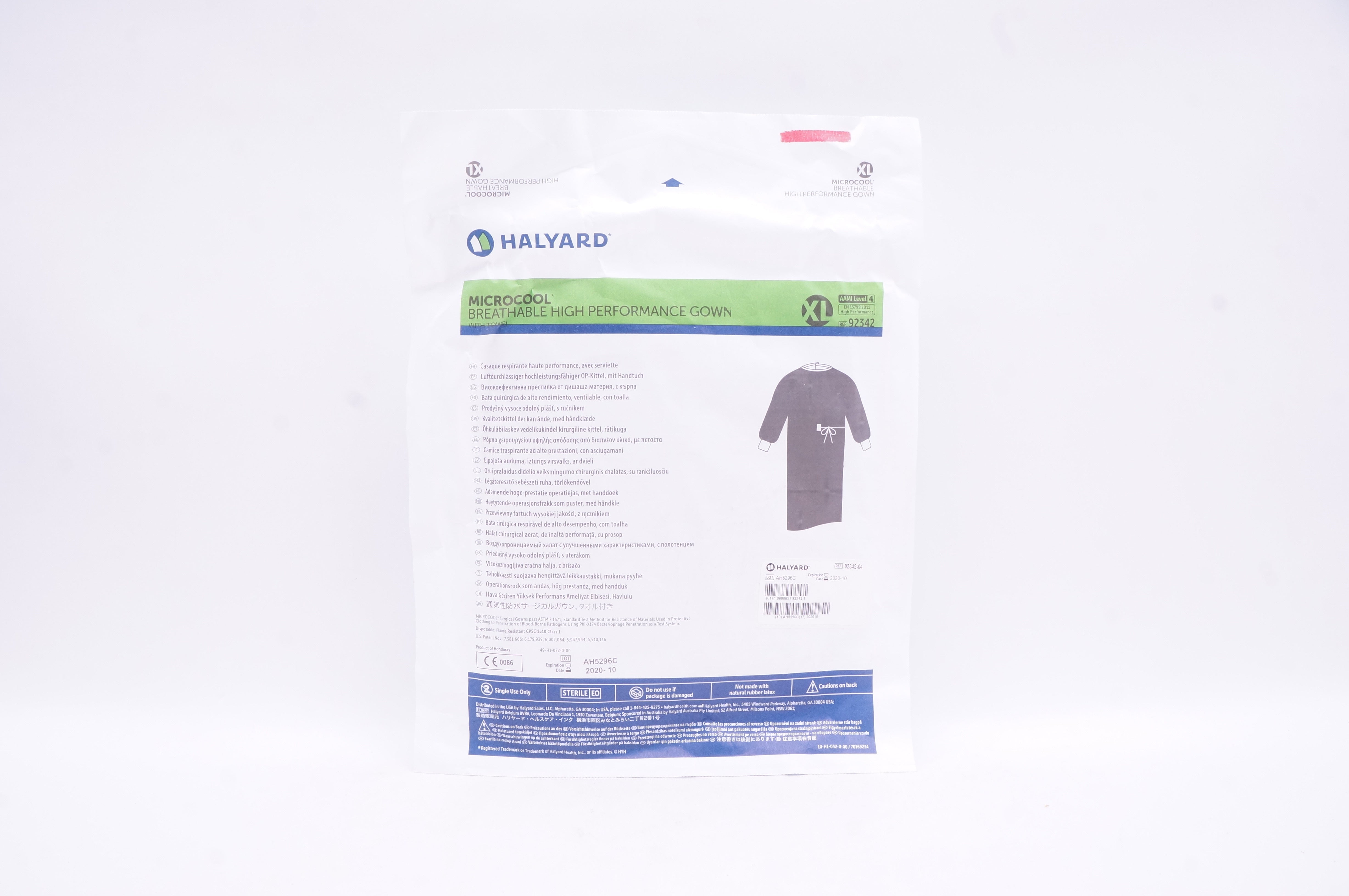 Halyard 92342-04 Microcool Breathable High Performance Gown XL Level 4(x)