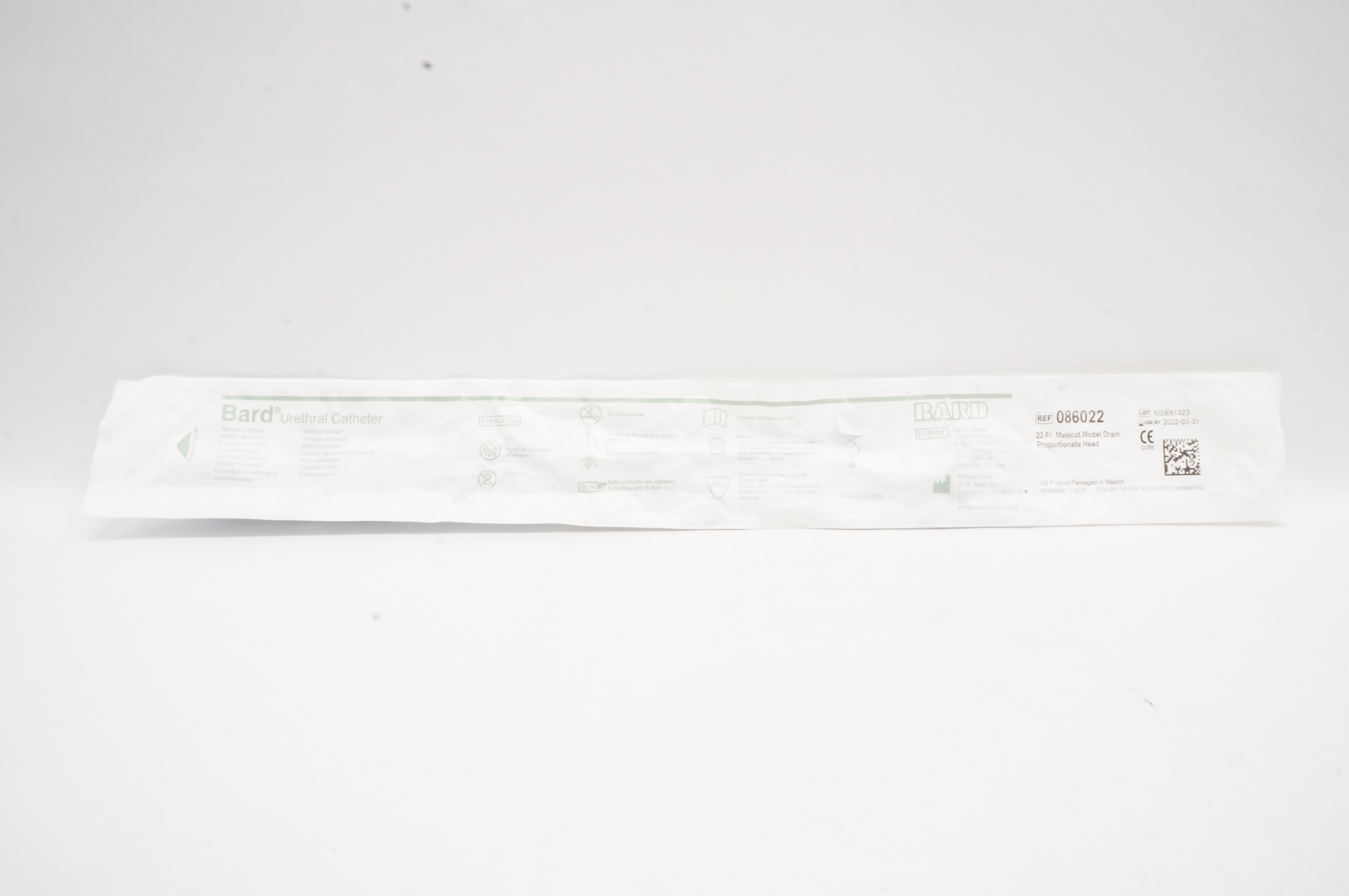 Bard 086022 Urethral Cath. Malecot Model Drain, Proportionate Head 22Fr