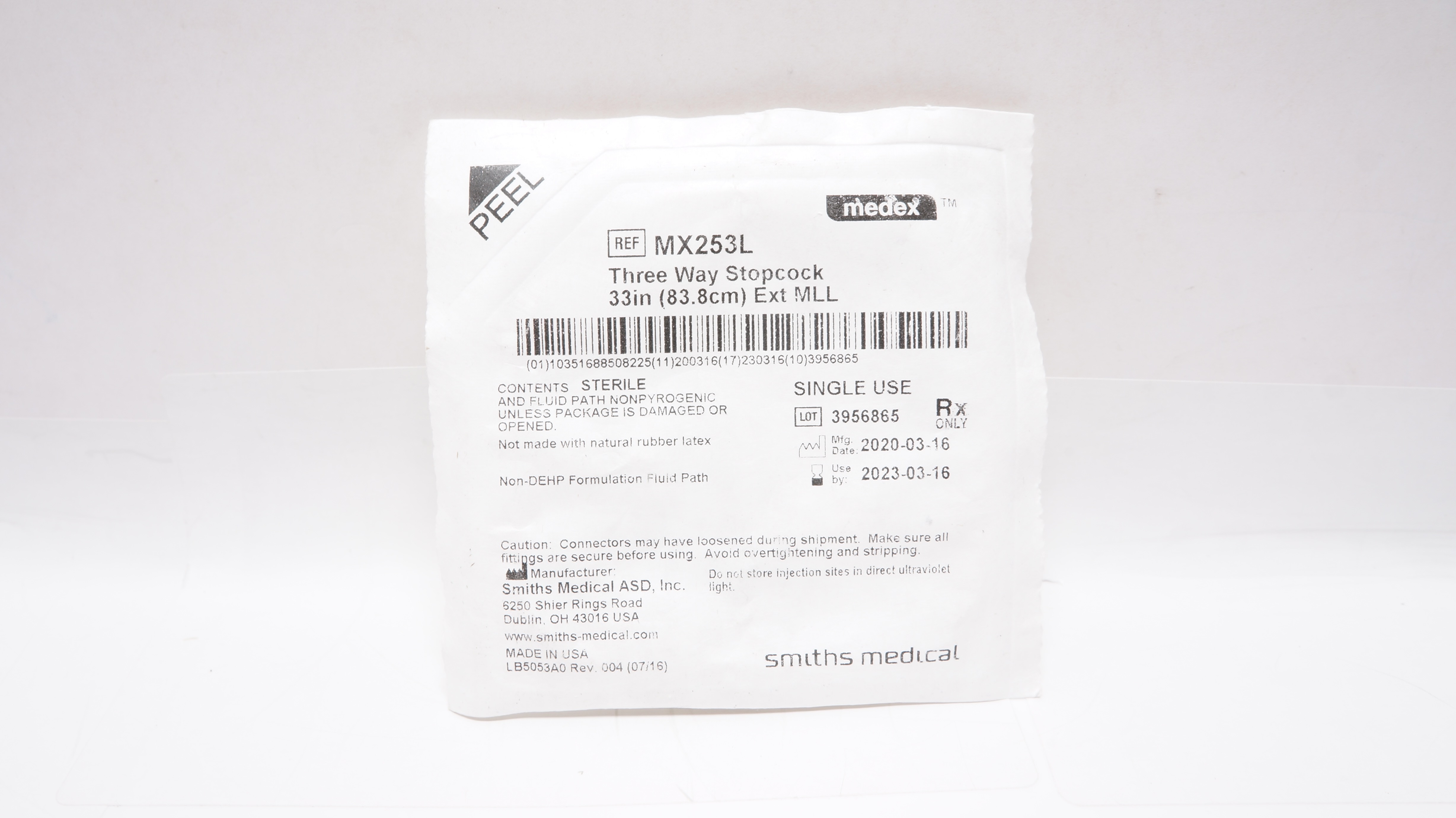 Smiths Medical MX253L Medex Three Way Stopcock 33inch Extension MLL (x)