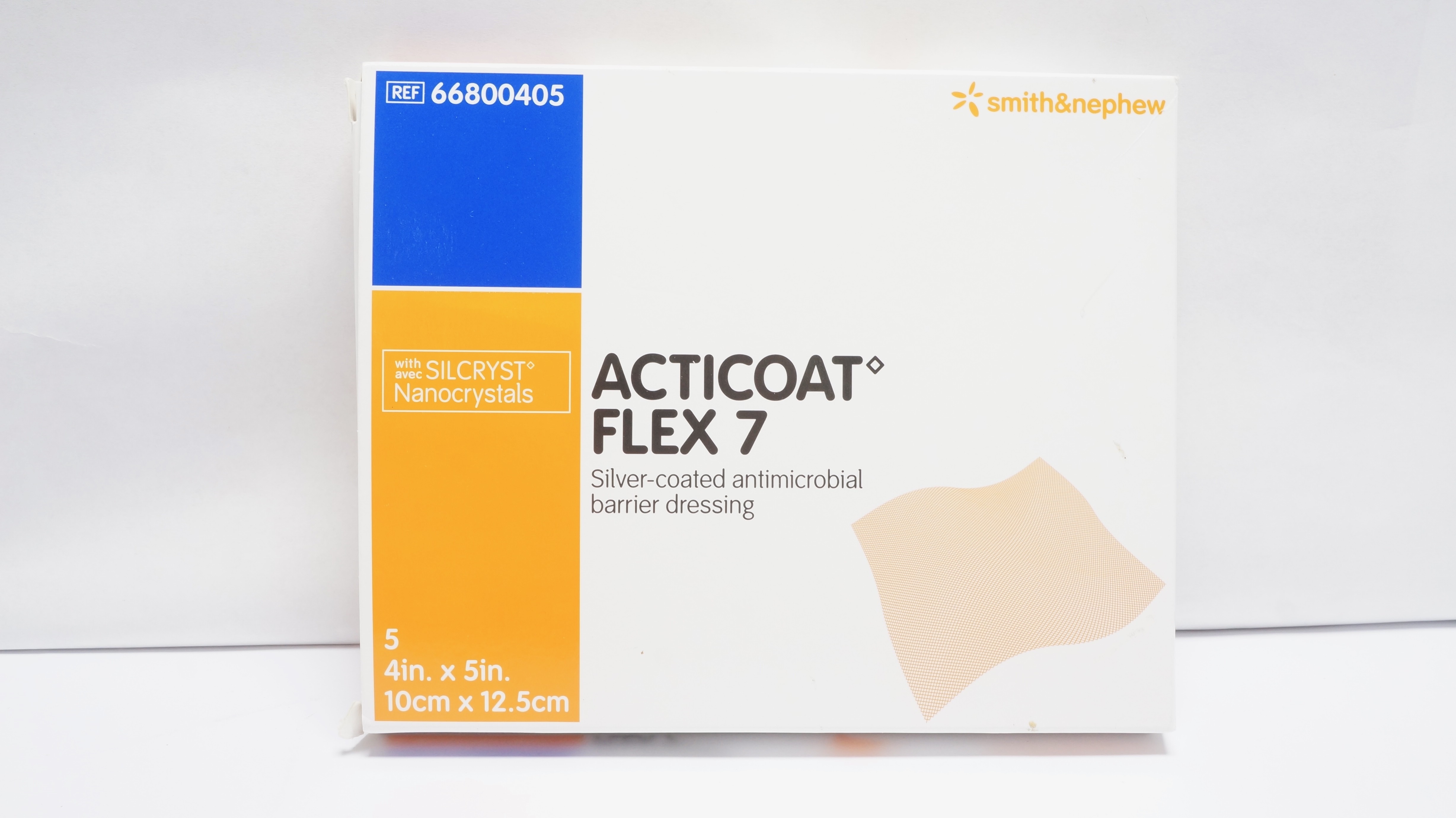 Smiths&Nephew 66800405 ACTICOAT FLEX 7 Silver-coated 4inch x 5inch - Box of 5
