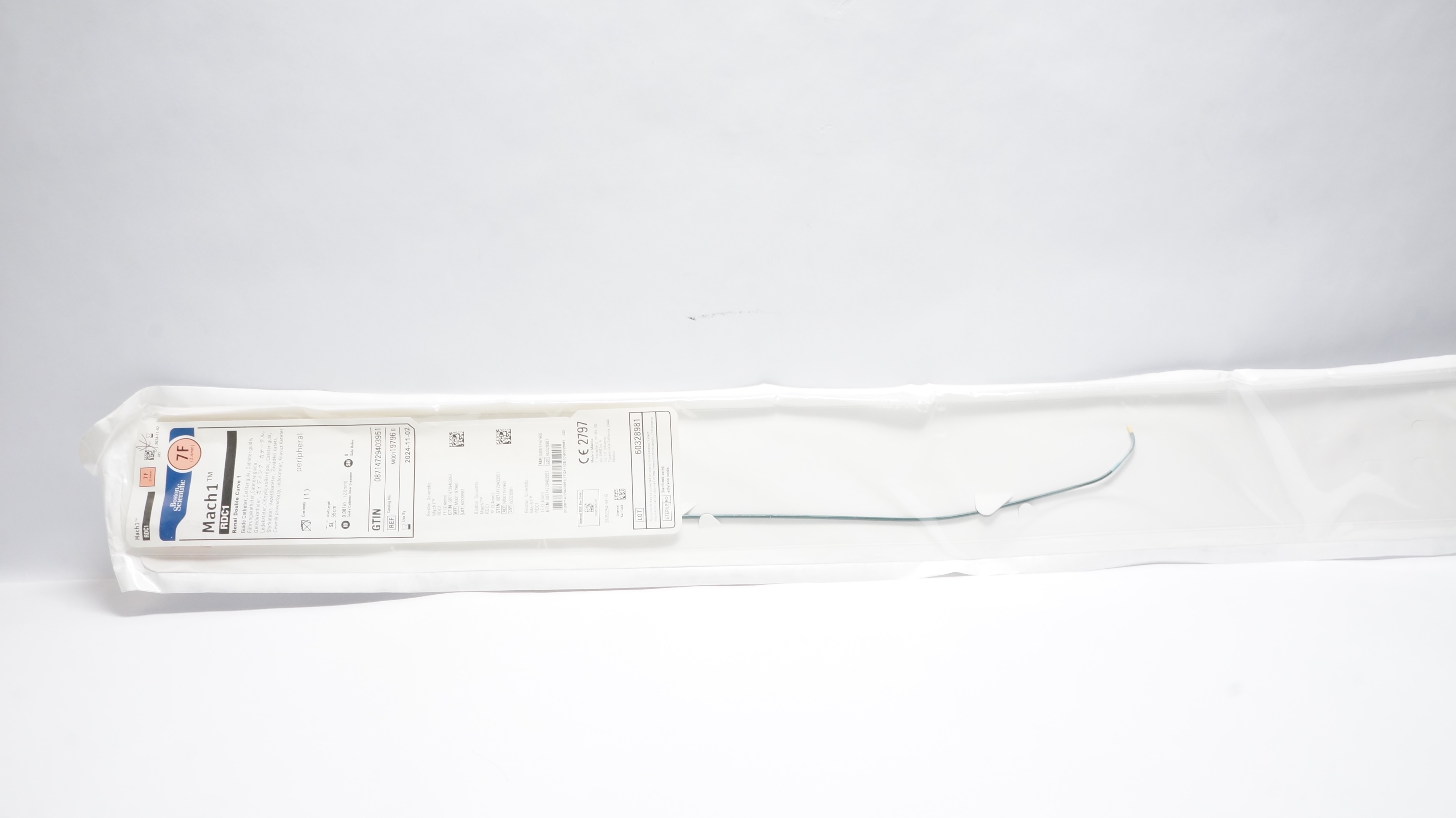 Boston Scientific 19796 Mach 1, RDC1 Renal Double Curve 1 Guide Catheter, 7F (x)
