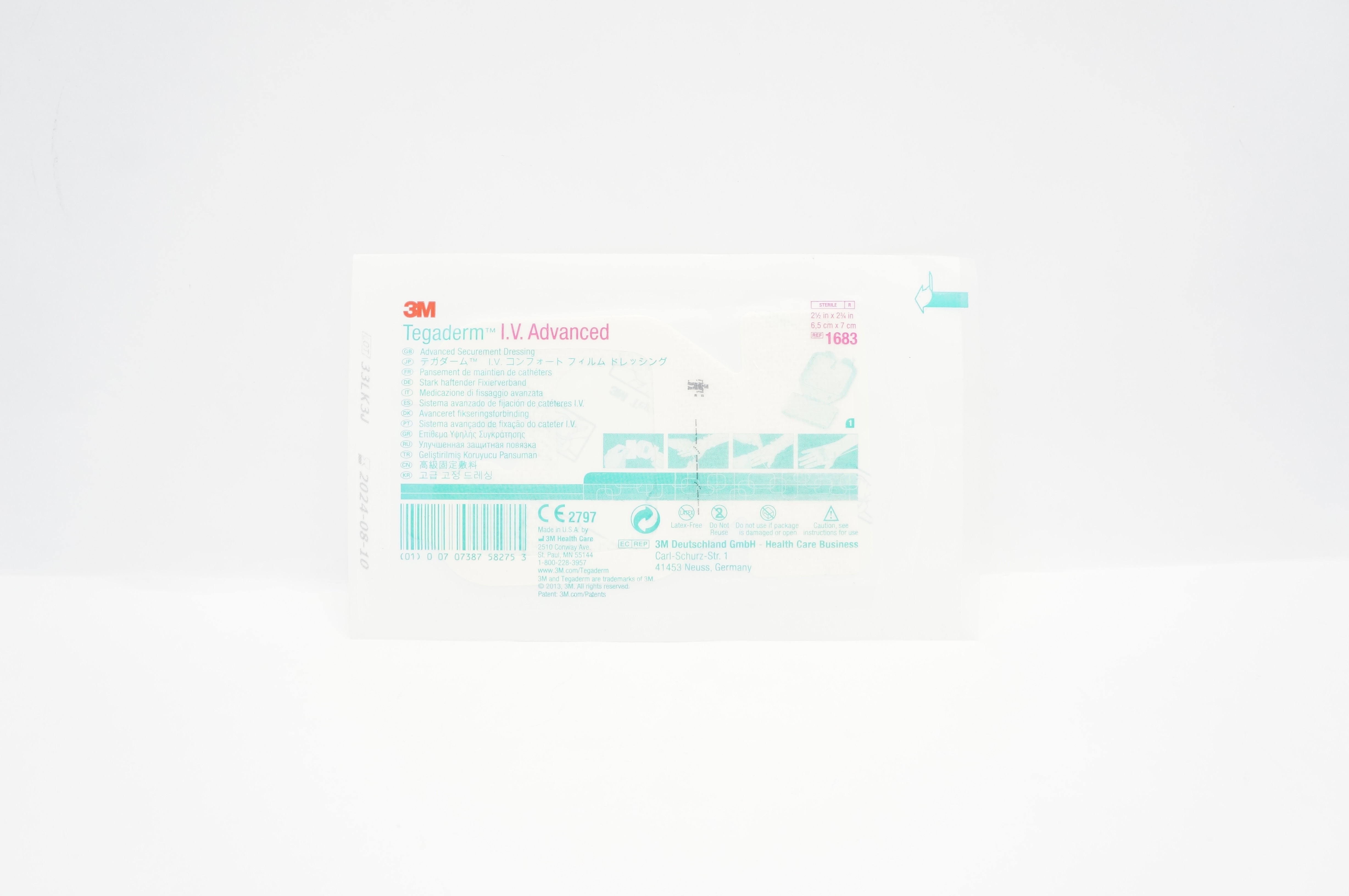 3M 1683 Tegaderm IV Advanced Securement Dressing 2-1/2inch x 2-3/4inch