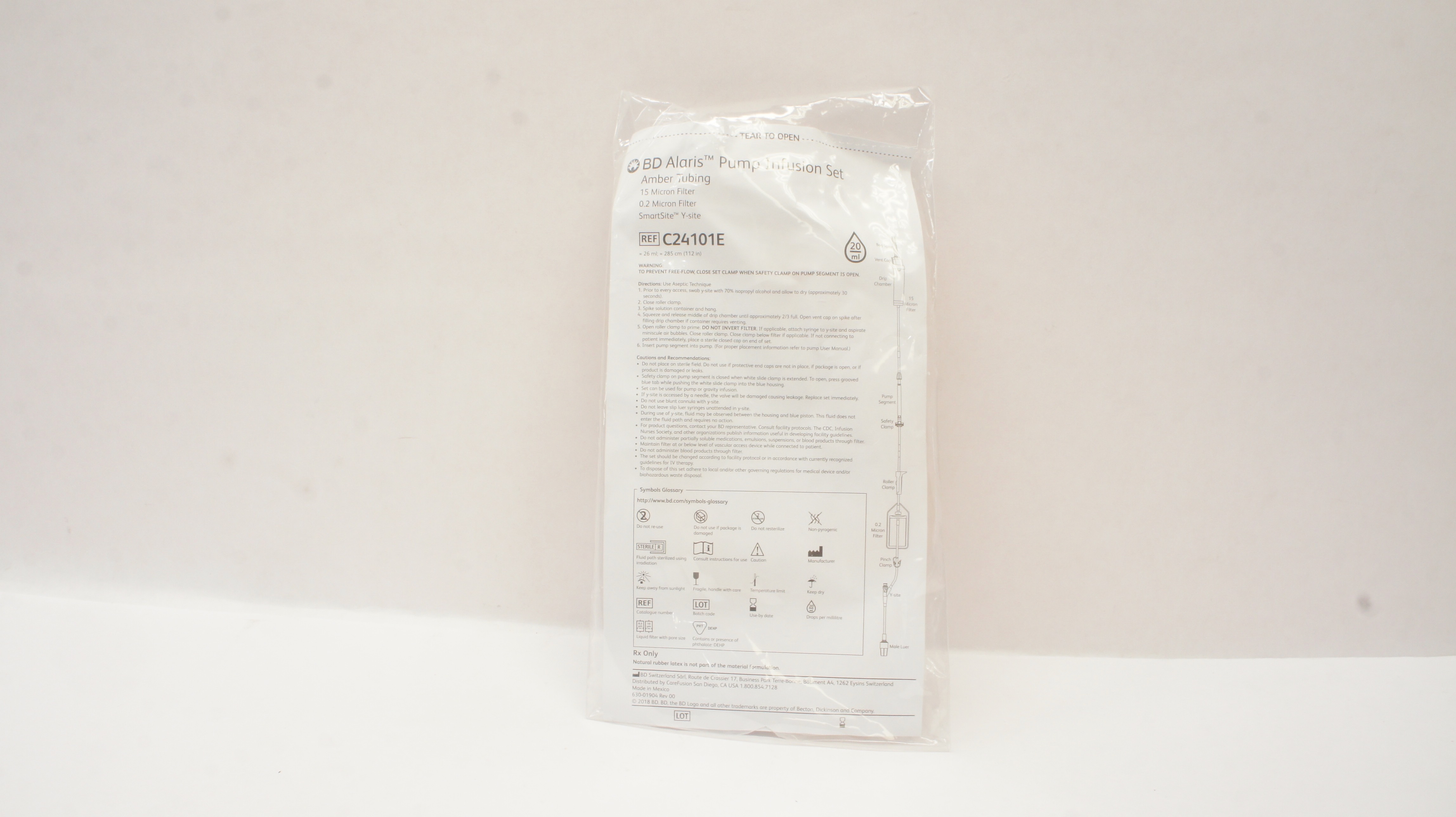 BD C24101E Alaris Pump Infusion Set 26mL x 112inch 20Drops/mL