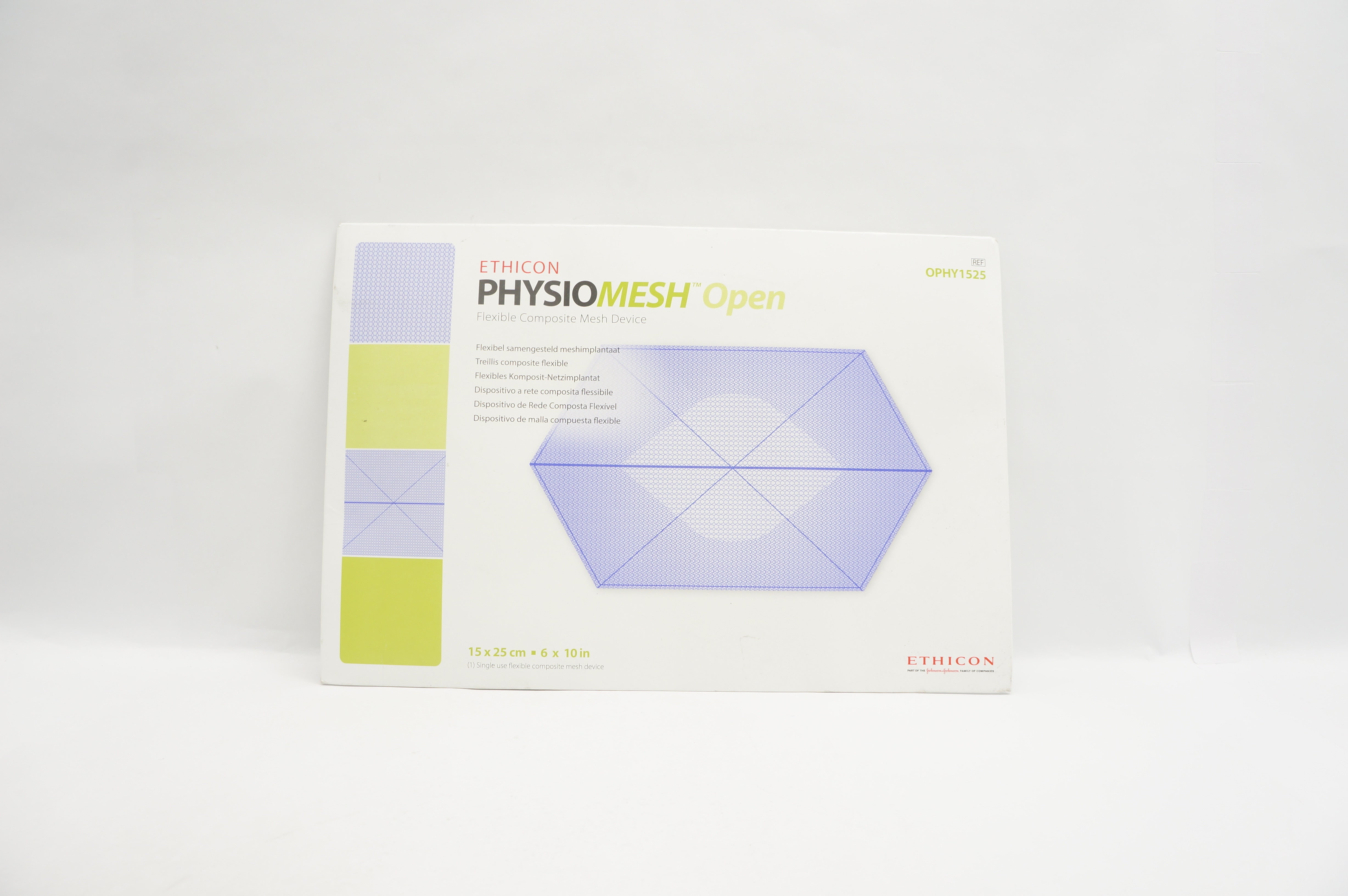 Ethicon OPHY1525 Physio Mesh Open Flexible Composite Mesh Device 6 x 10inch (x)