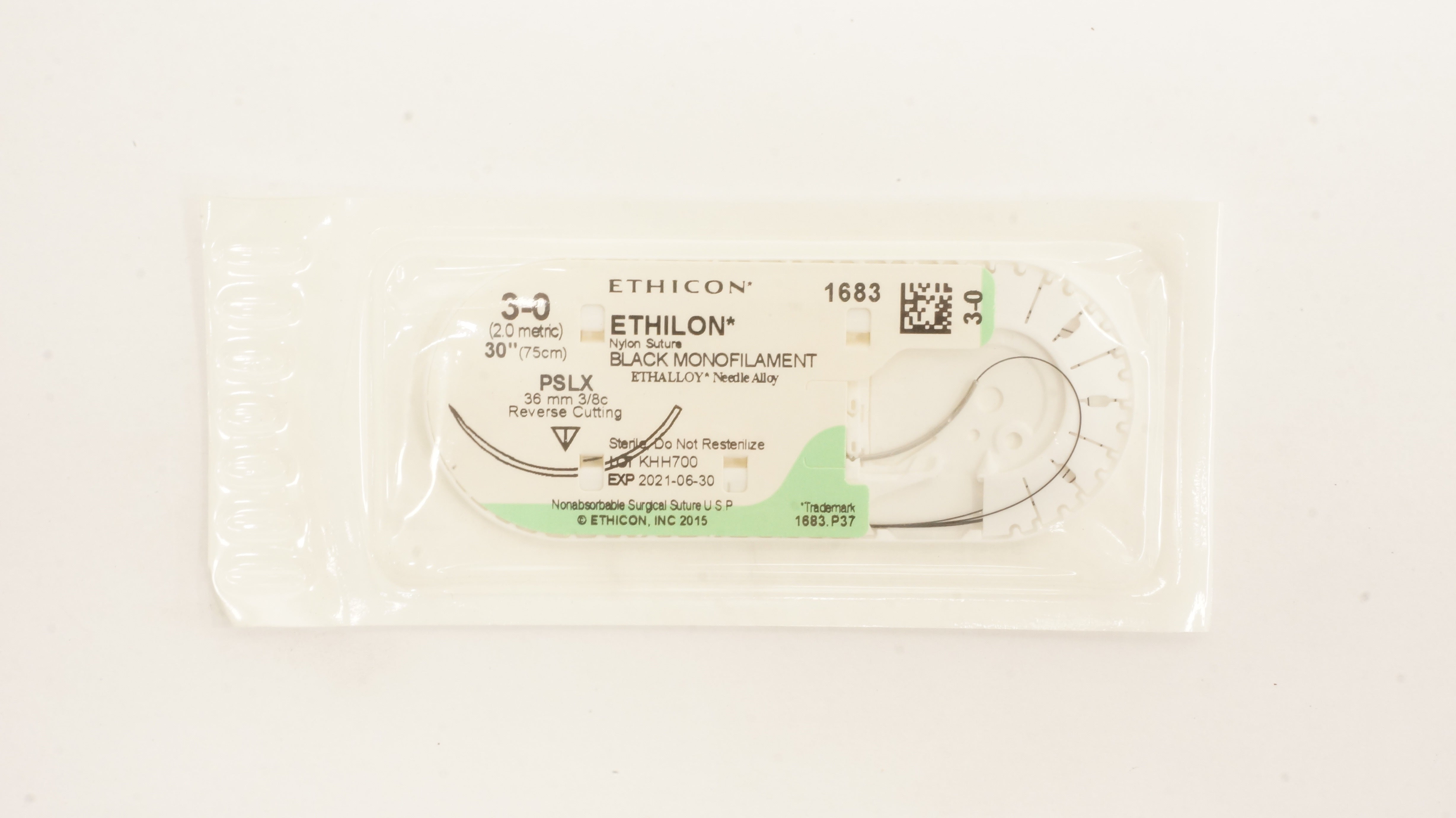 Ethicon 1683 3-0 ETHILON Nylon Stre PSLX 36mm 3/8c Reverse Cutting, 30inch (x)