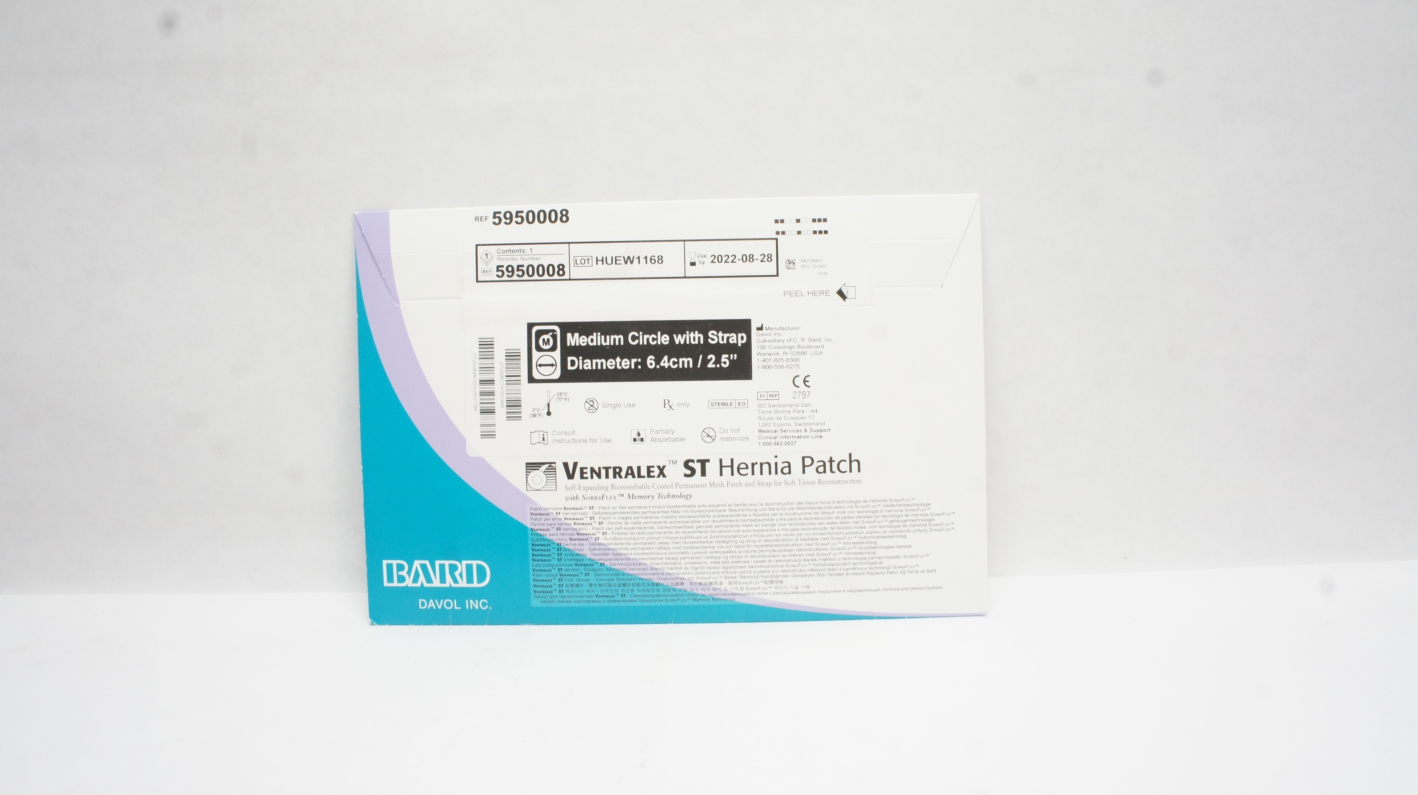 Bard 5950008 Ventralex ST Hernia Patch Medium Circle with Strap 2.5inch (x)