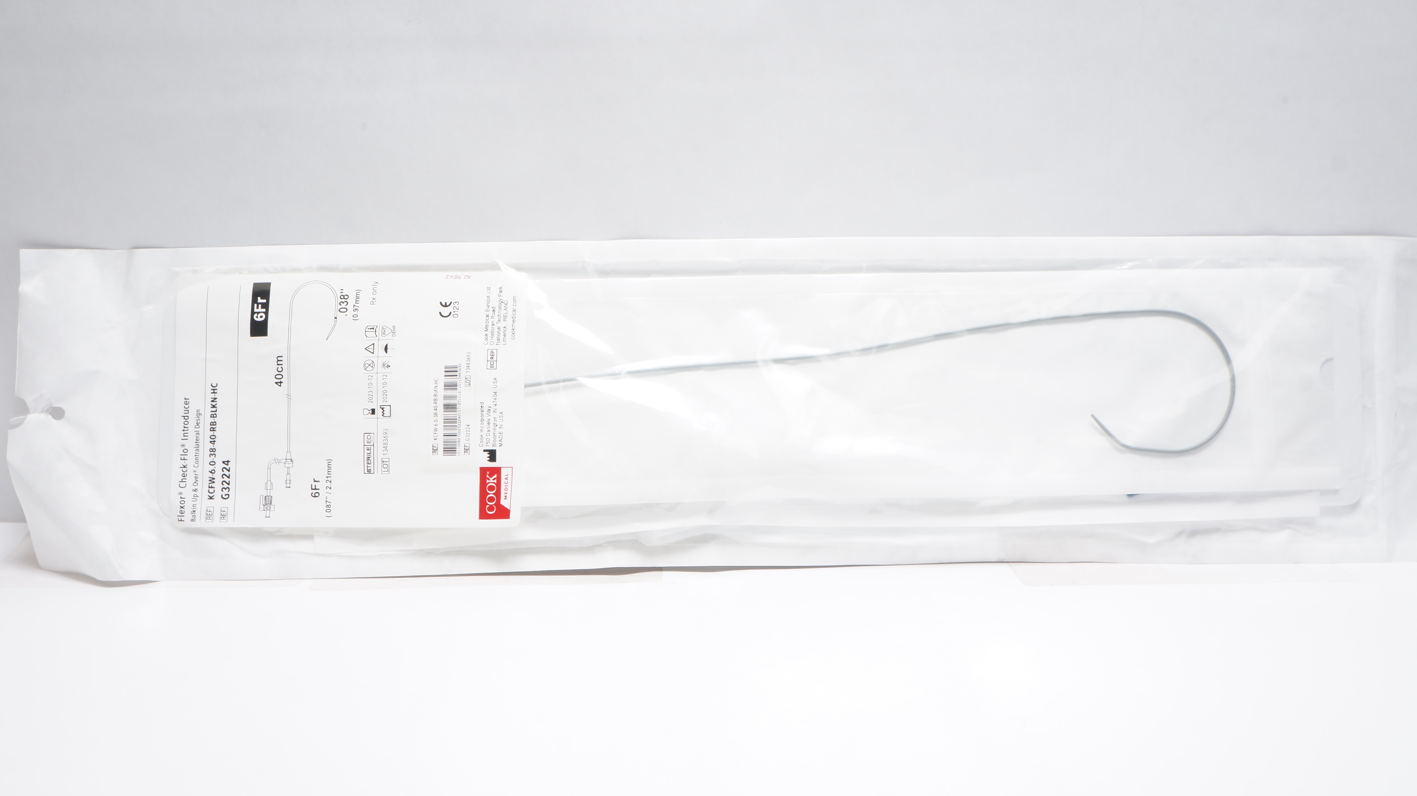 Cook Medical G32224 Flexor Check-Flo Introducer 6Fr x 40cm x .038inch (x)