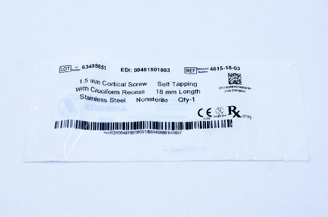 Zimmer 4815-18-03 1.5mm Cortical Screw, Self-Tapping, 18mm Length