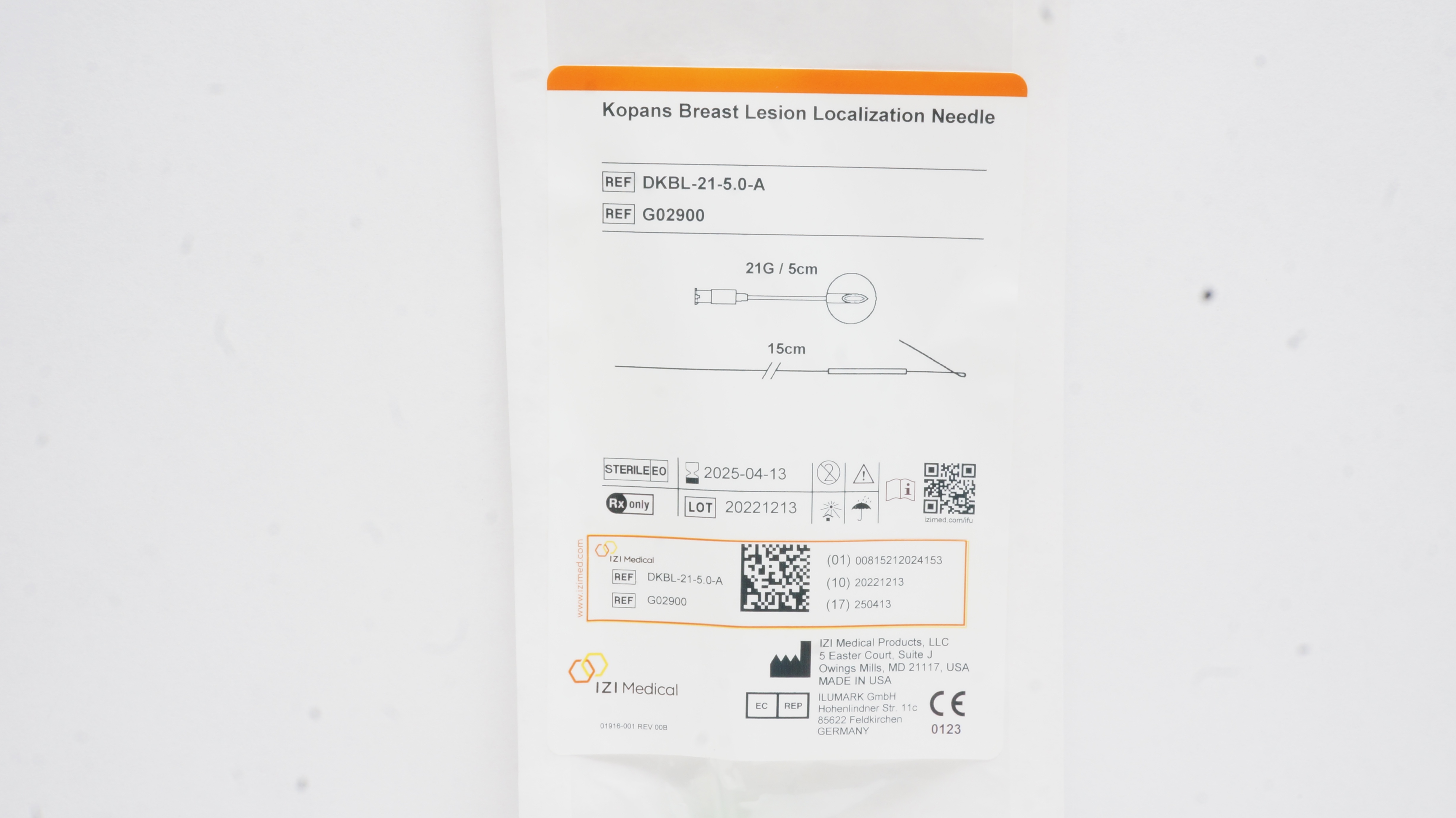 IZI Medical G02900 Kopans Breast Lesion Localization Ndle 21G/5cm 15cm