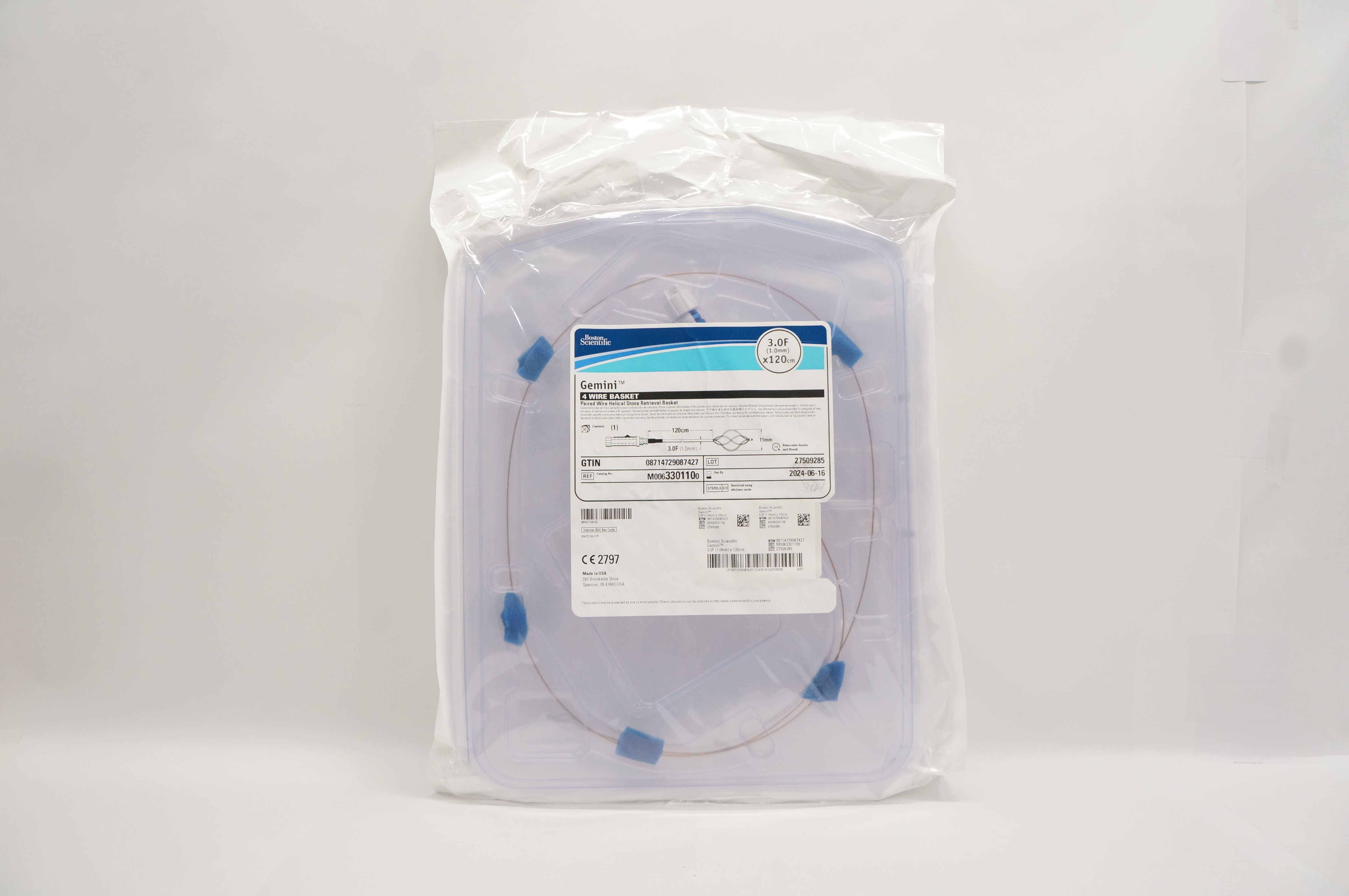 Boston Scientific M0063301100 Gemini 4 Wire Stone Retrieval Basket 3.0F x 120cm
