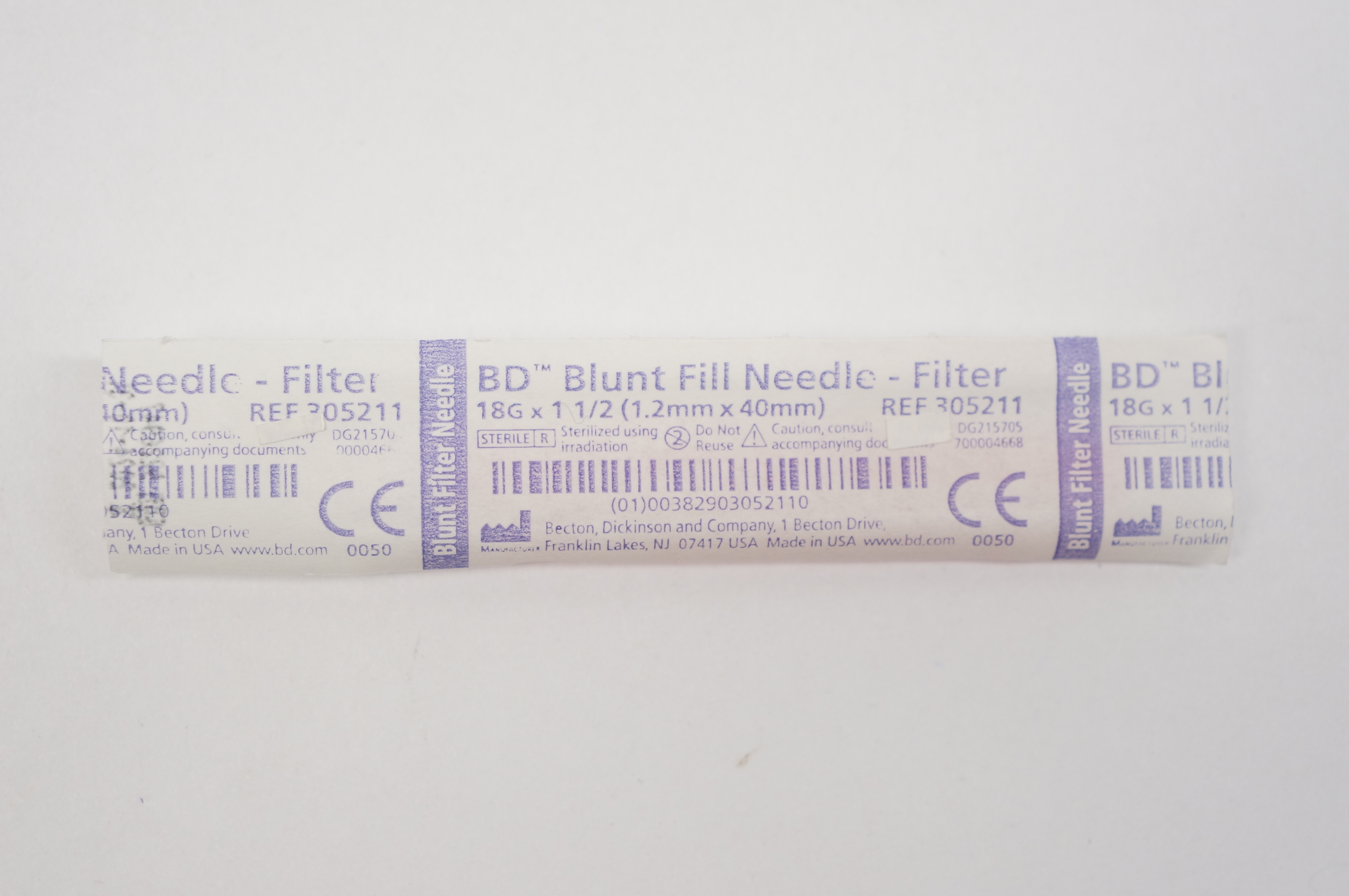 BD 305211 Blunt Fill Ndle - Filter 18G x 1-1/2inch
