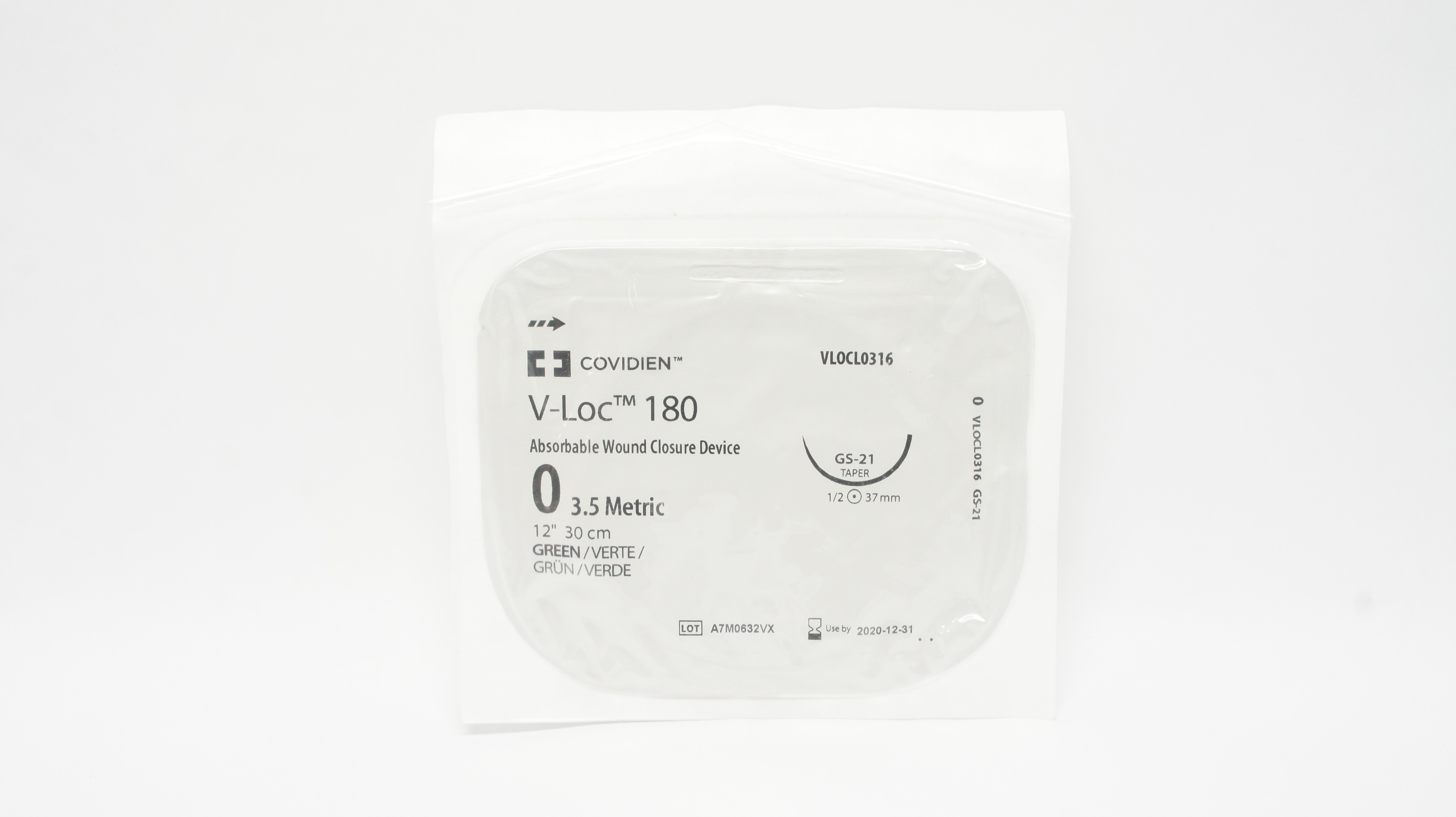 Covidien VLOCL0316 0 V-Loc, GS-21 Taper, 1/2c 37mm, 12inch (x)