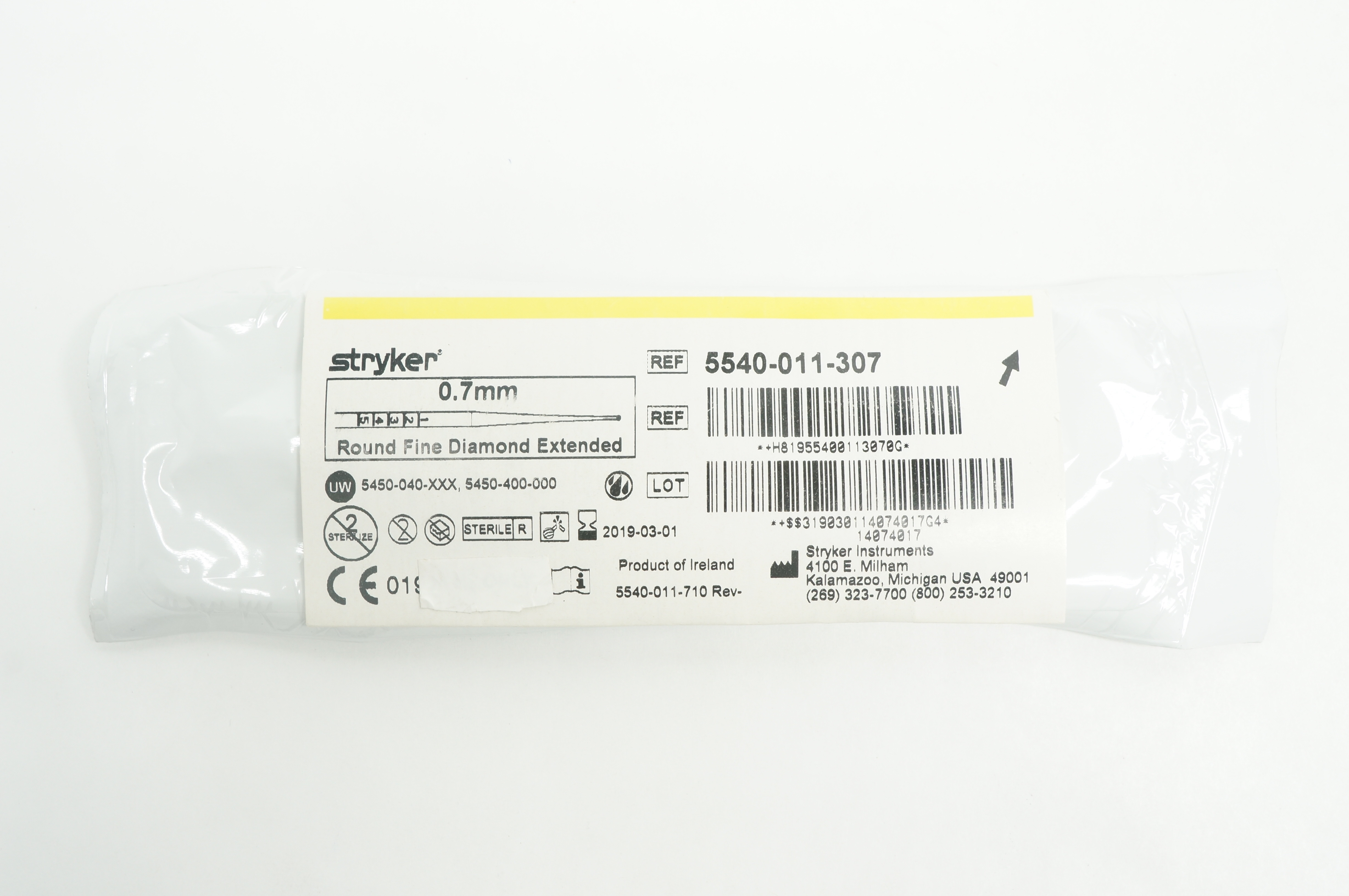 Stryker 5540-011-307 Round Fine Diamond Extended 0.7mm (x)