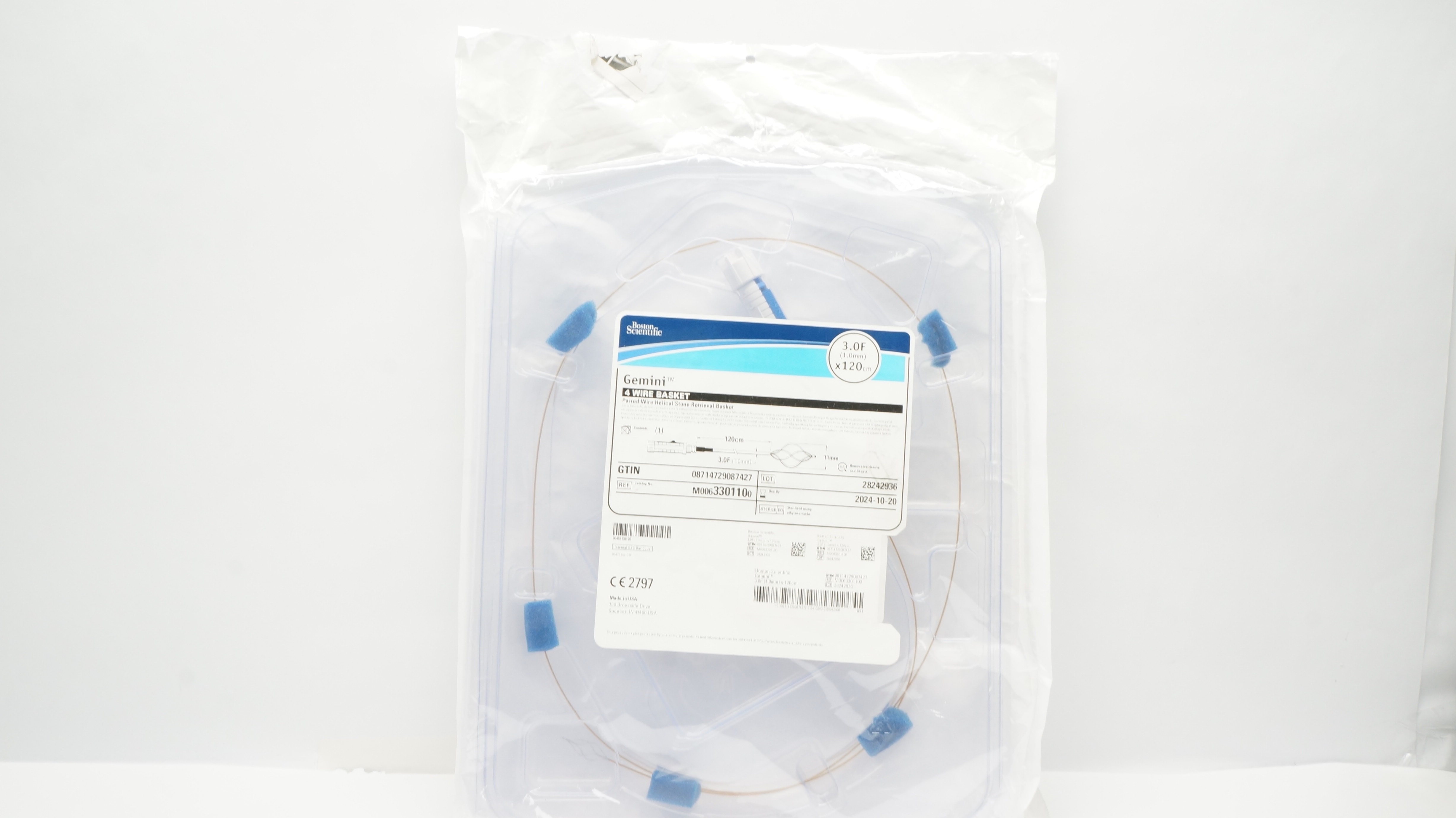 Boston Scientific M0063301100 Gemini 4 Wire Stone Retrieval Basket 3.0Fx120cm(x)