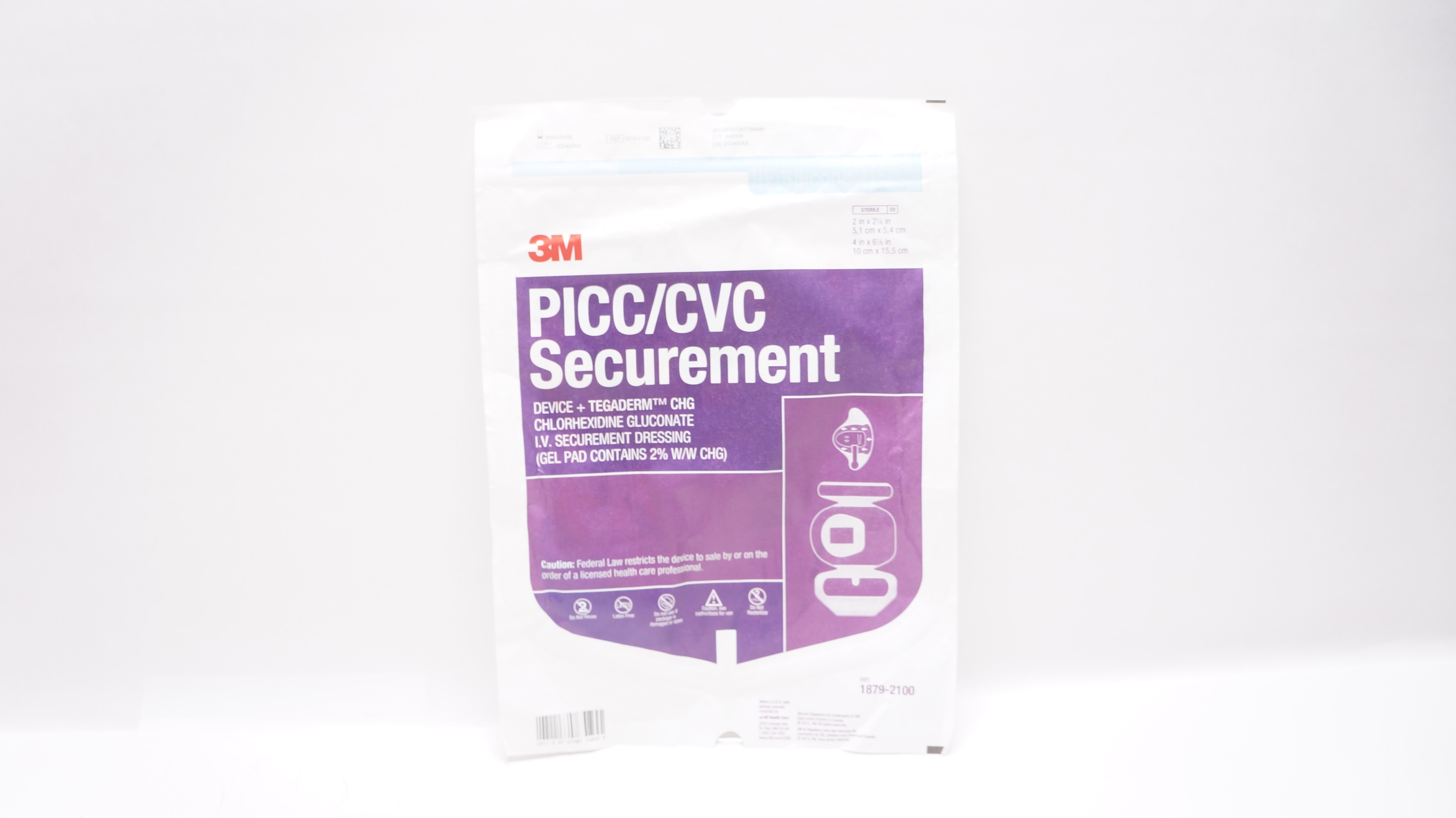 3M 1879-2100 PICC/CVC IV Securement Dressing 2 x 2-1/8inch x 4 x 6-1/8inch