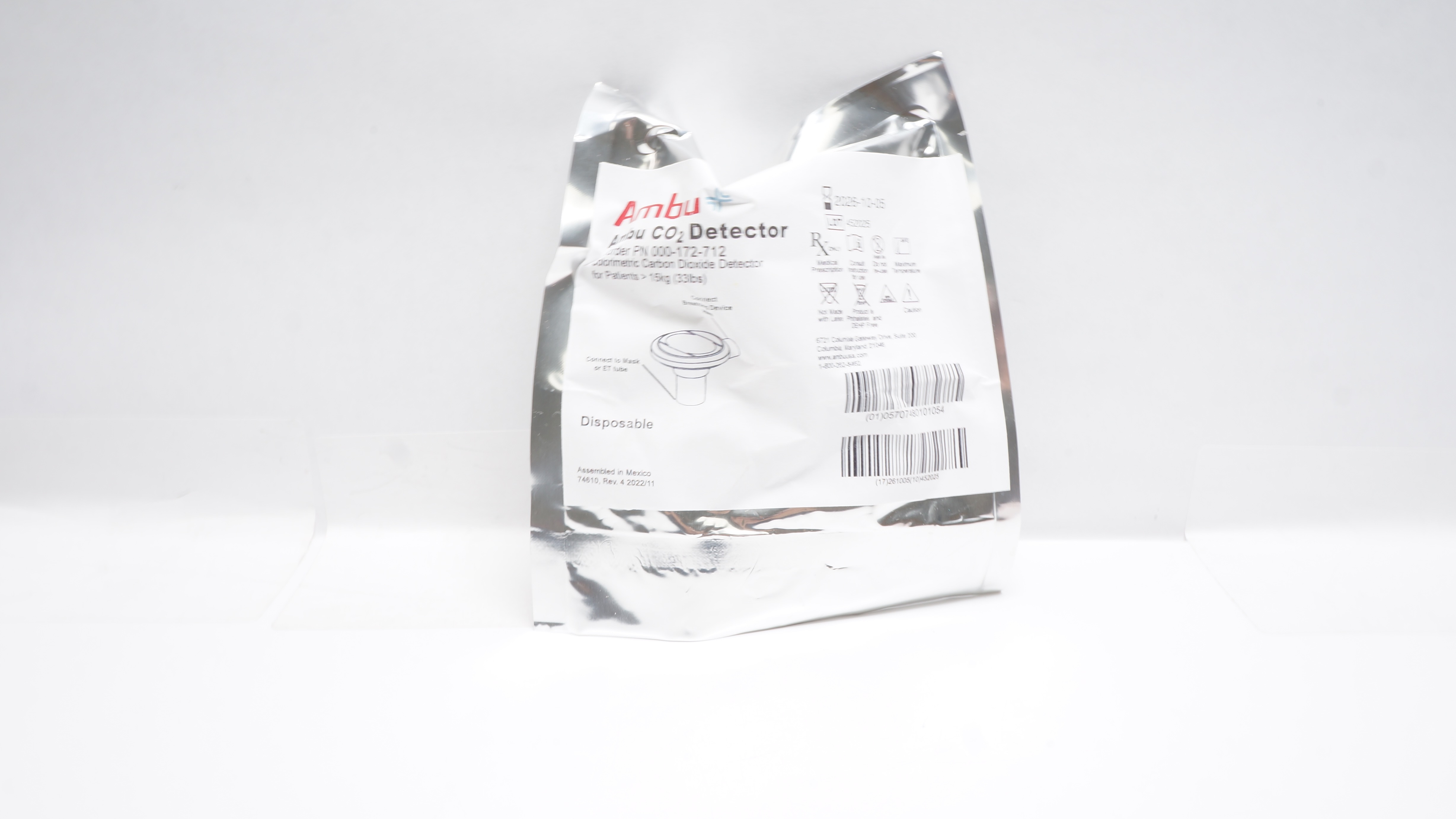 AMBU 000-172-712 Colorimetric Carbon Dioxide Detector for Patients >33lbs.