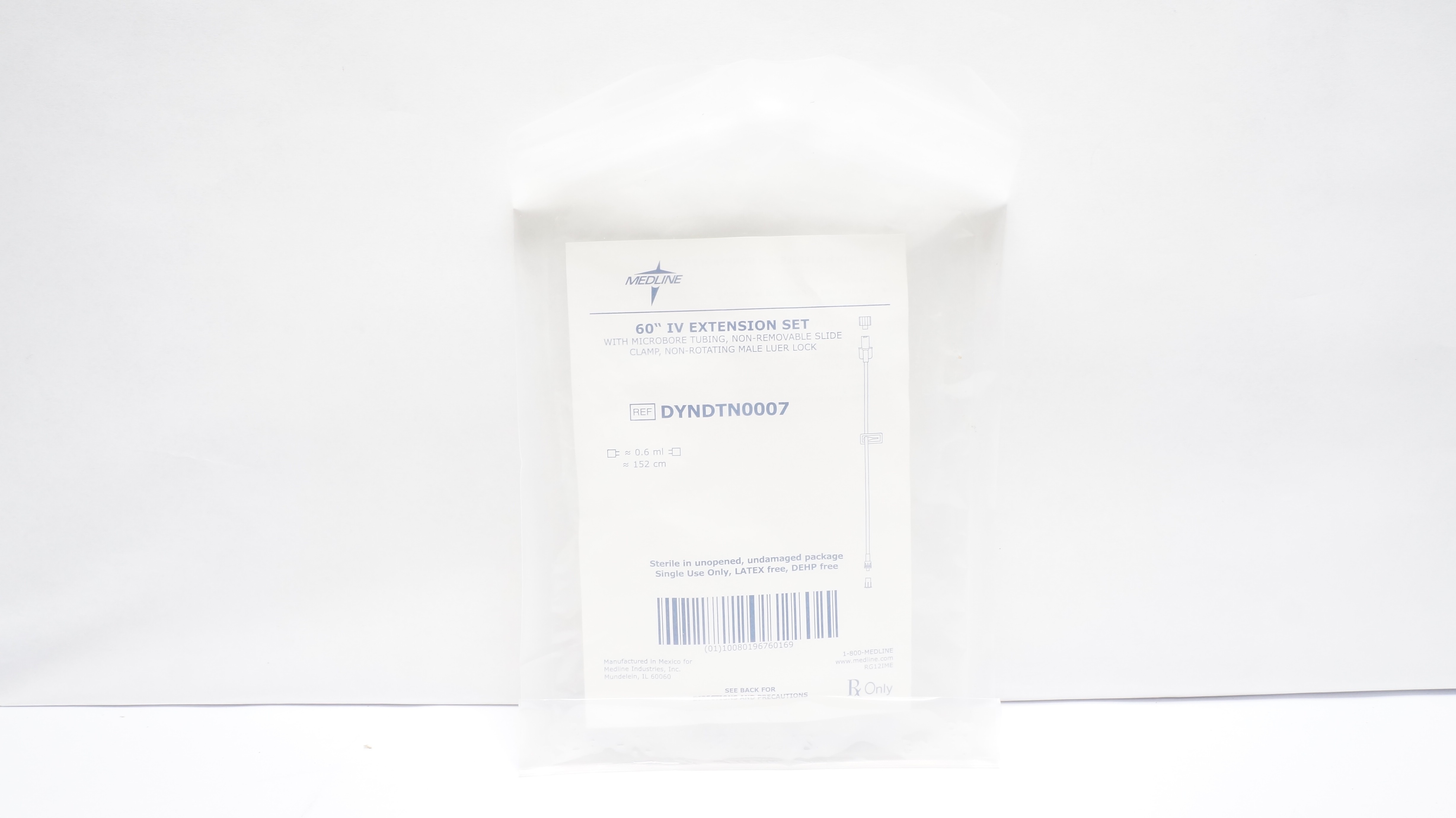 Medline DYNDTN0007 60In IV Extension Set 0.6ml x 152cm