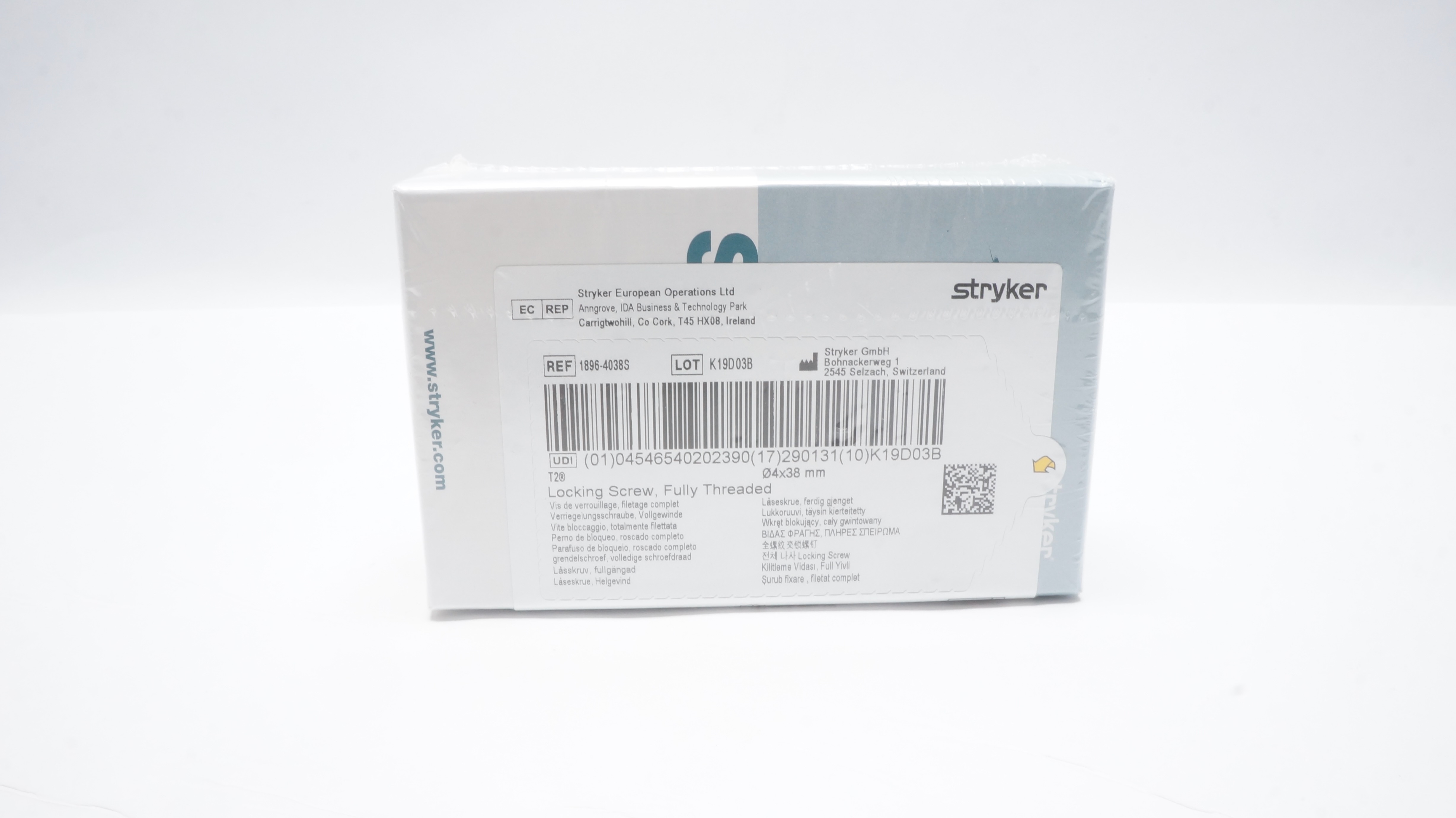 Stryker 1896-4038S Locking Screw,Fully Threaded 4 x 38mm