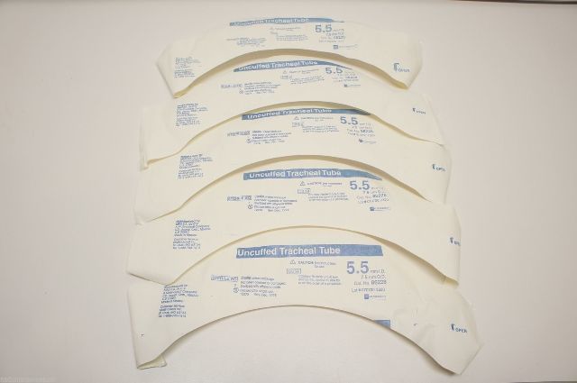 86228 ~ Mallinckrodt Uncuffed Trach Tube 5.5mm I.D. ~ Lot of 5