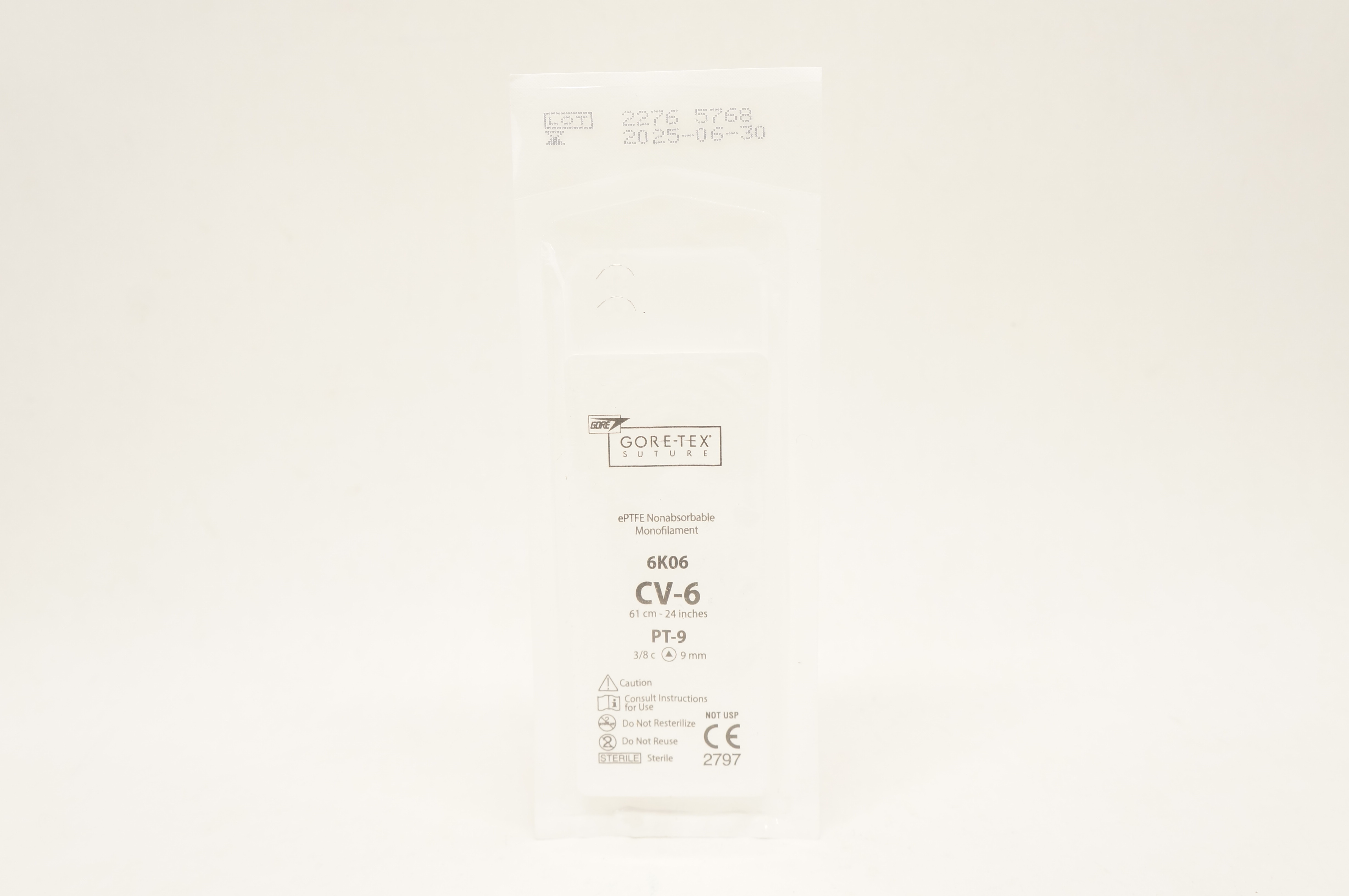 Gore 6K06 ePTFE Nonabsorbable Monofilament CV-6 PT-9 3/8c 9mm 24inch