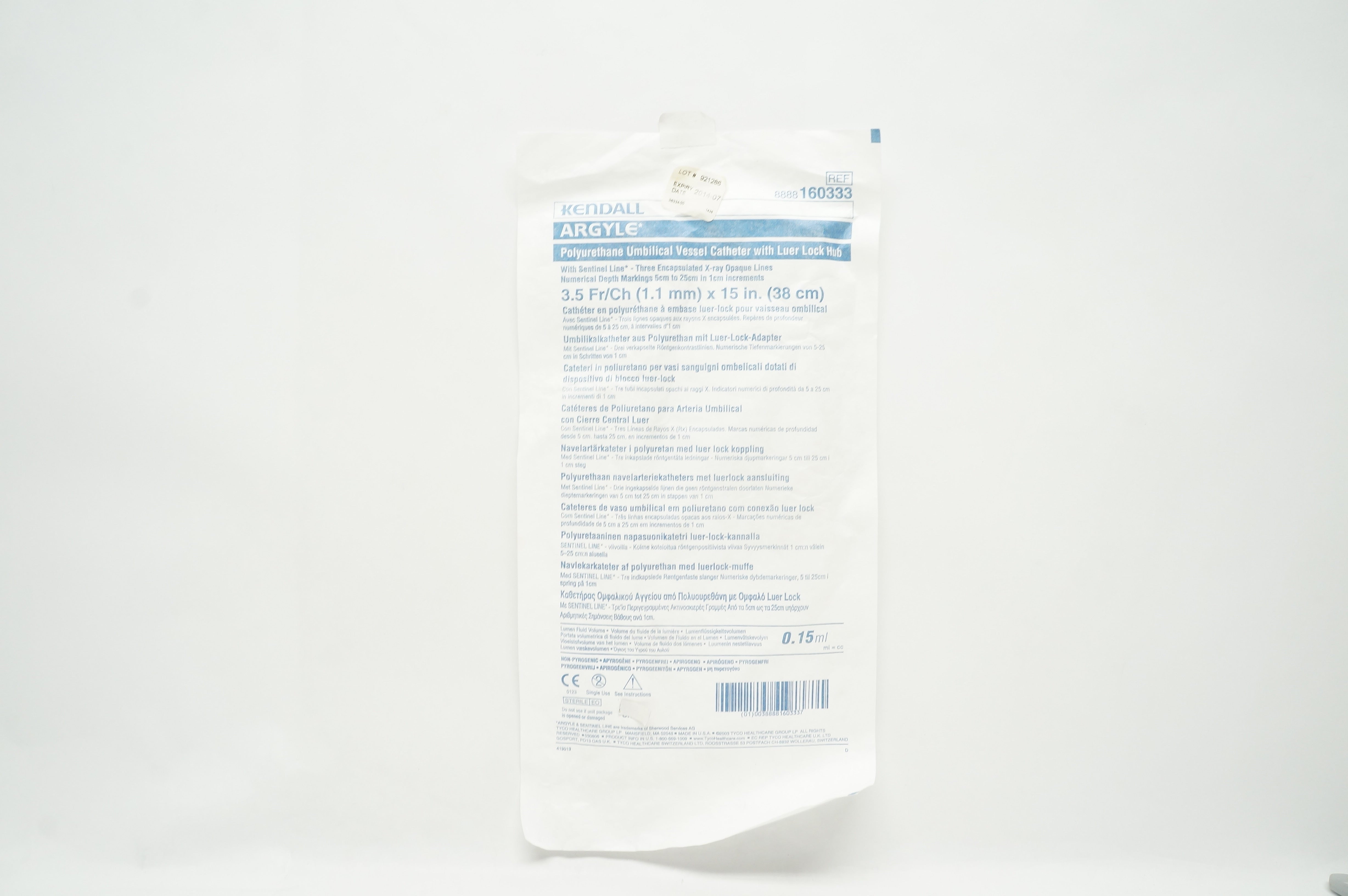 Covidien 160333 Polyurethane Umbilical Vessel Cath. 3.5 Fr x 15inch (x)