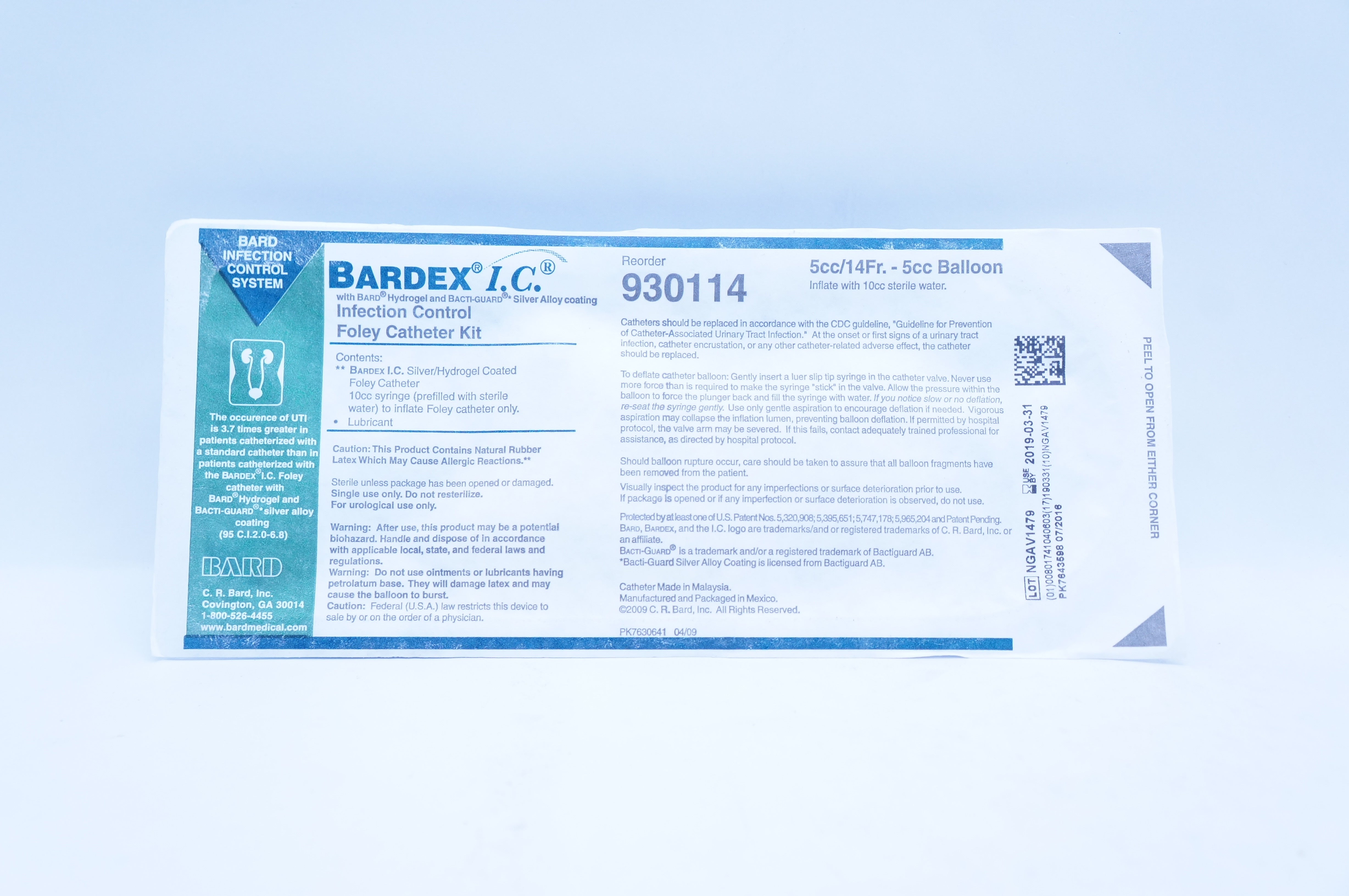 Bardex 930114 I.C. Foley Cath. Kit 14Fr /5cc (x)