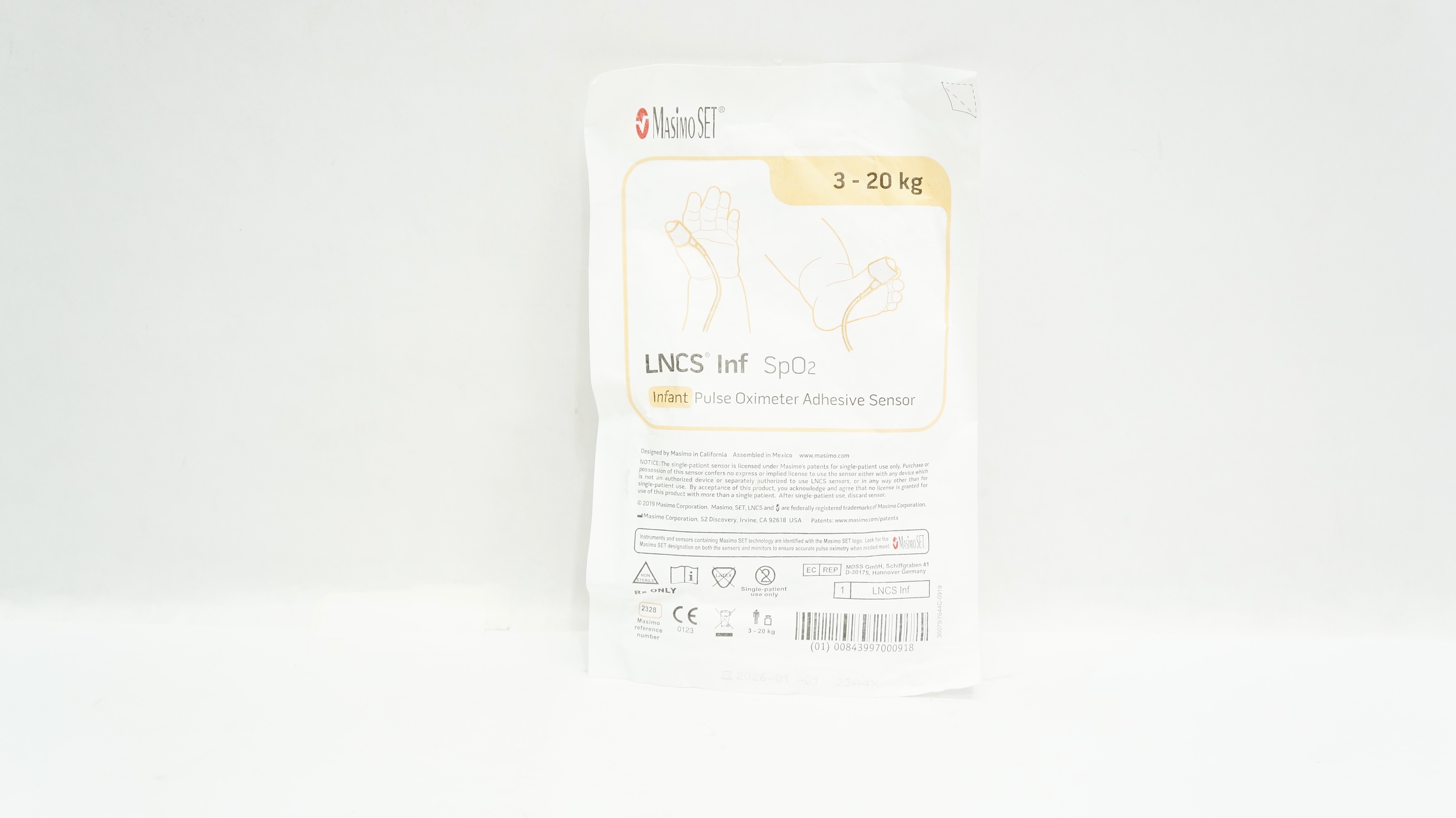 MasimoSet 2328 LNCS Infant SpO2 Pulse Oximeter Adhesive Sensor 3kg - 20kg