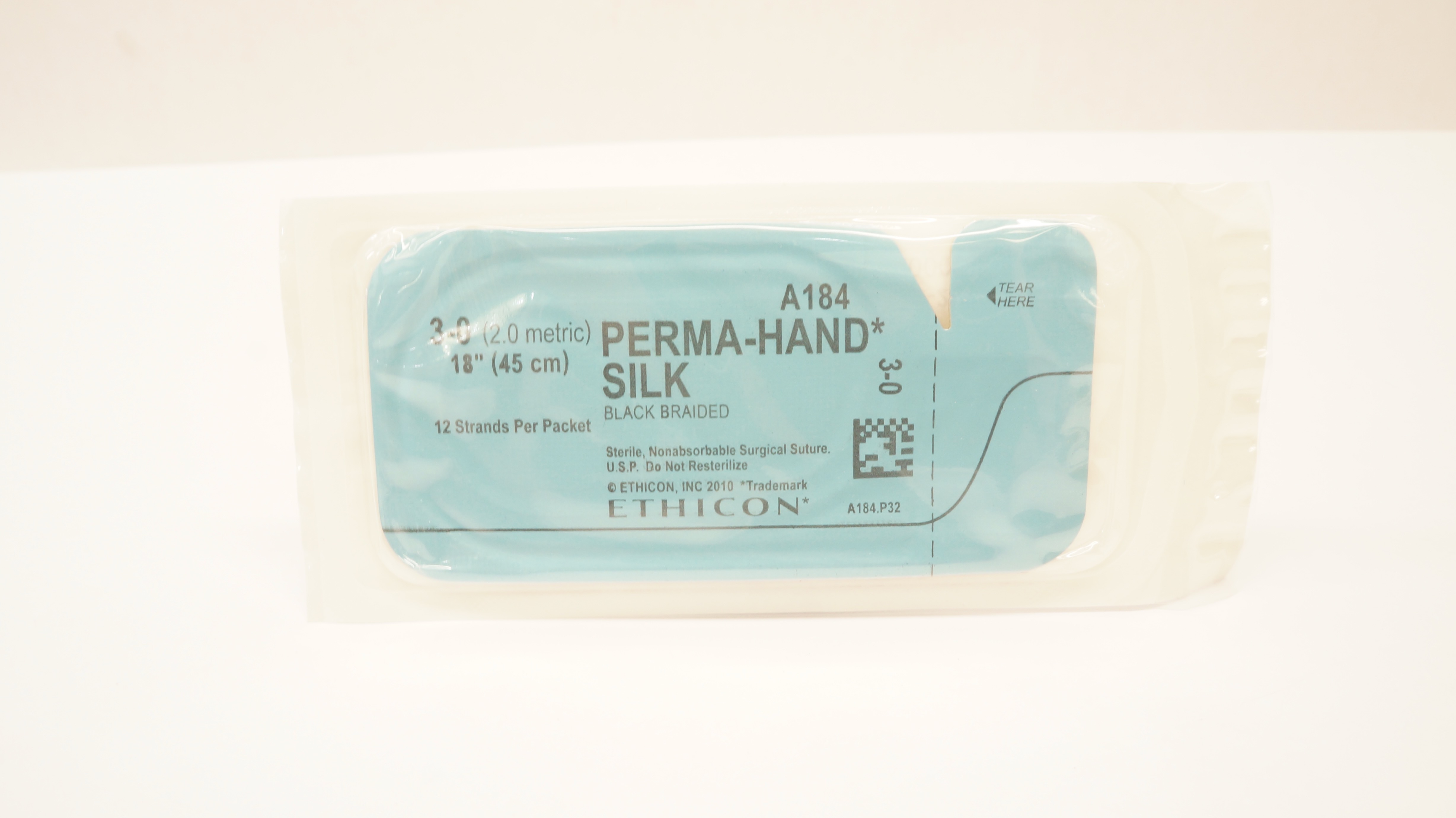 Ethicon A184 3-0 Perma-Hand Silk Surgical Stre Black Braided, 18inch