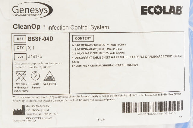 Microtek BSSF-04D Genesys Ecolab CleanOp Infection Control System
