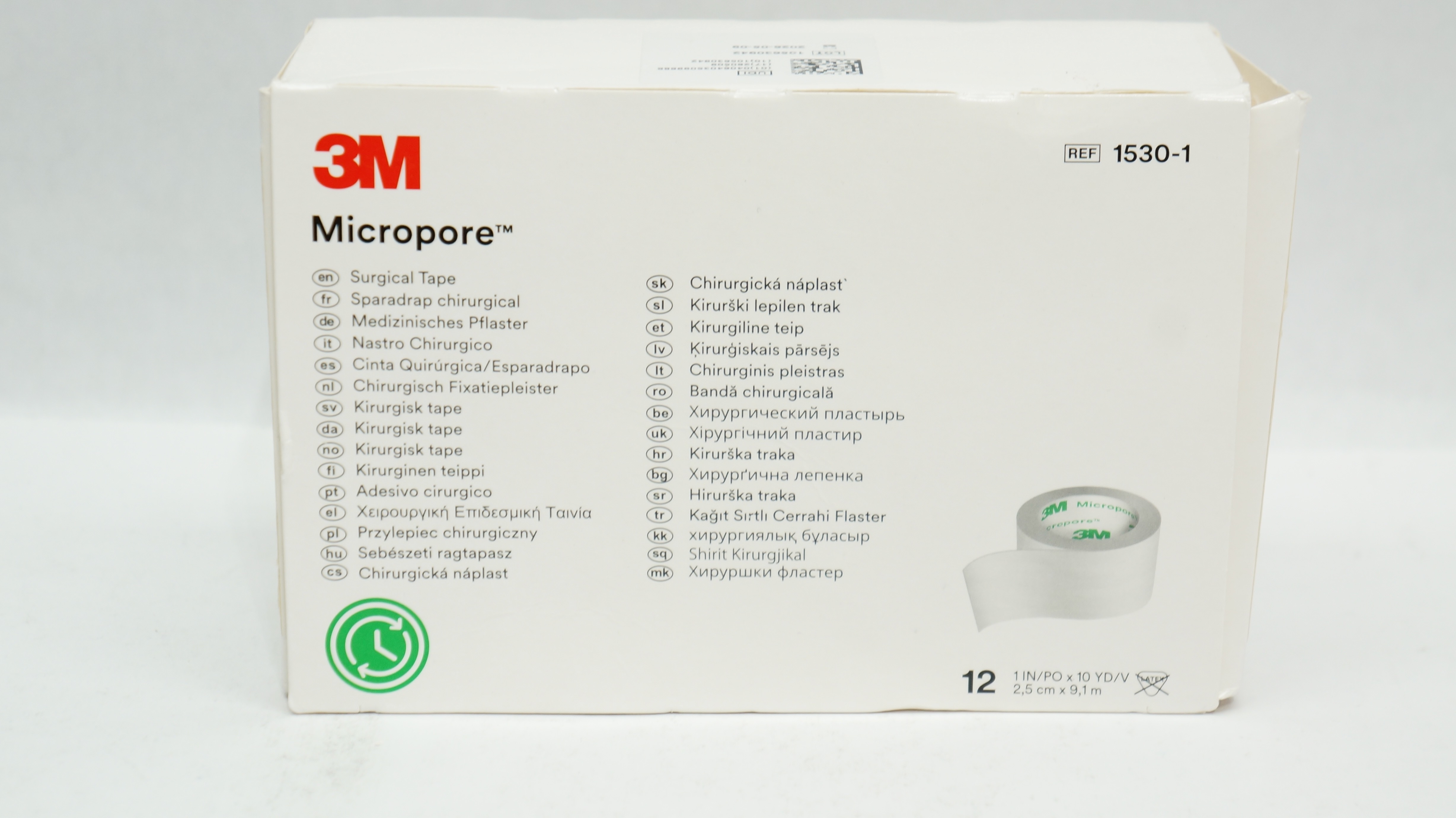 3M 1530-1 Micropore Hypoallergenic Surgical Tape 1inch x 10yd - Box of 12