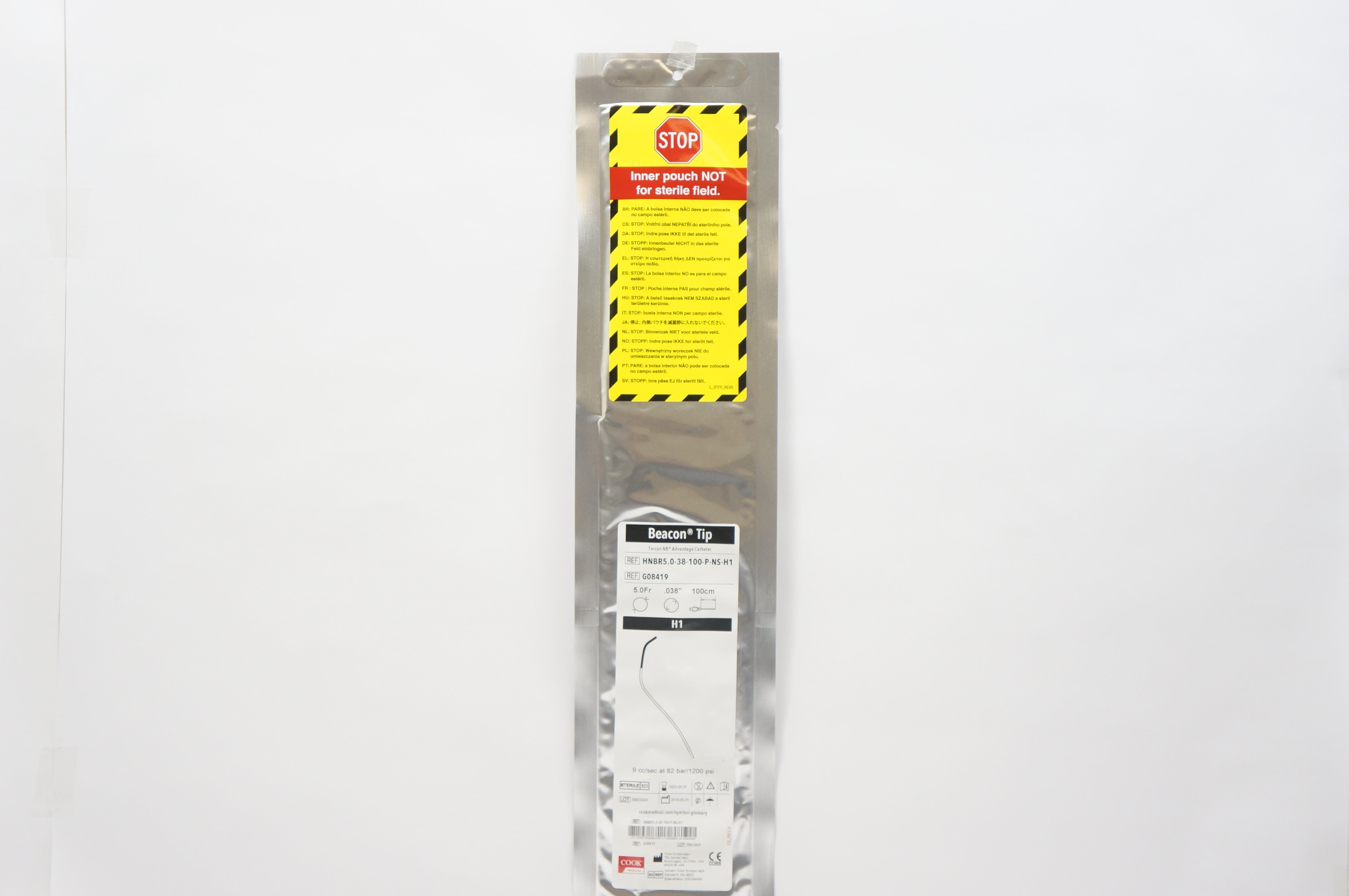 Cook G08419 Beacon Tip Torcon NB Advantage Cath. 5Fr x 0.038inch x 100cm H1 (x)