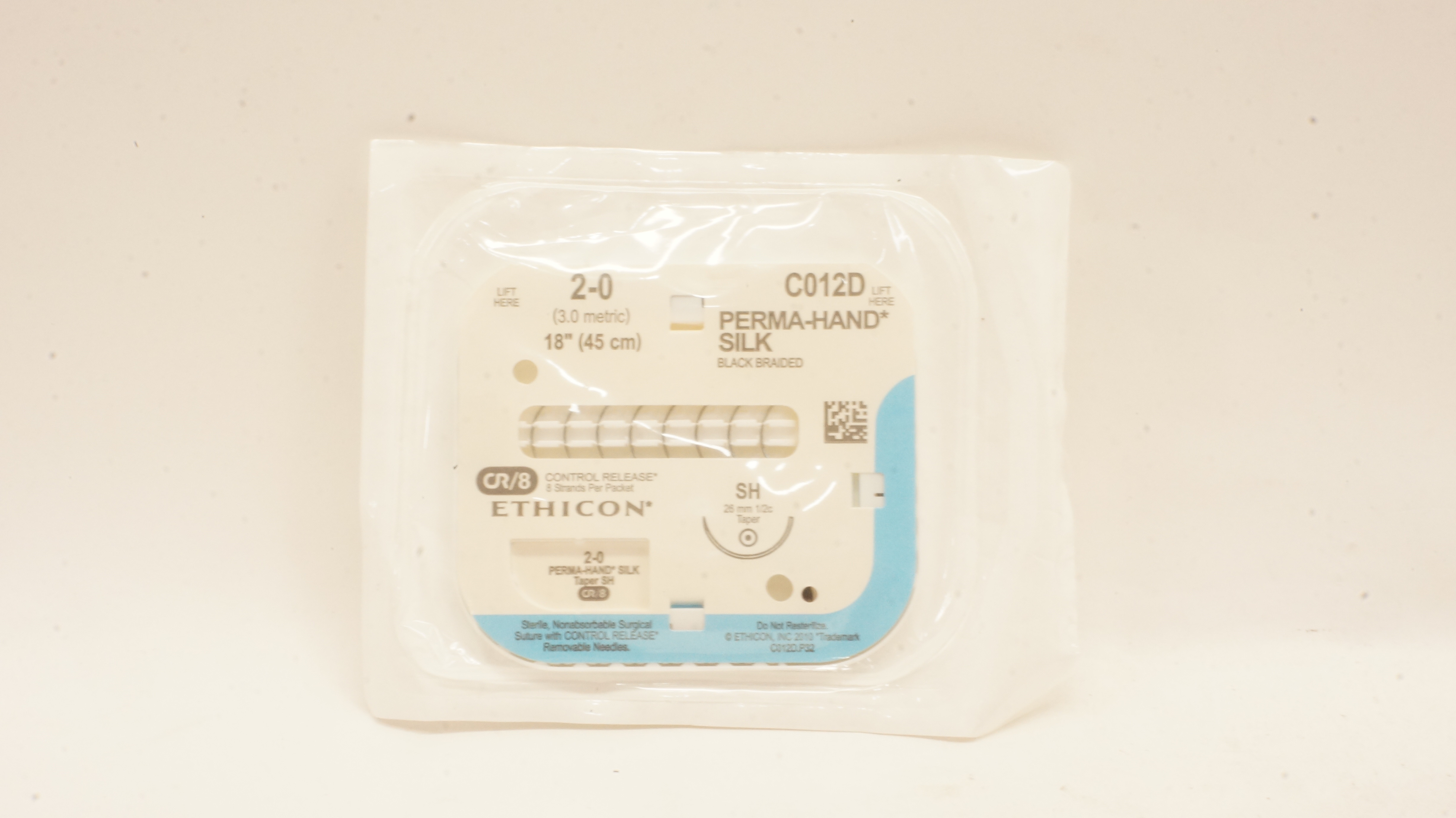 Ethicon C012D 2-0 PERMA-HAND SILK Surgical Stre SH 26mm 1/2c Taper, 18inch