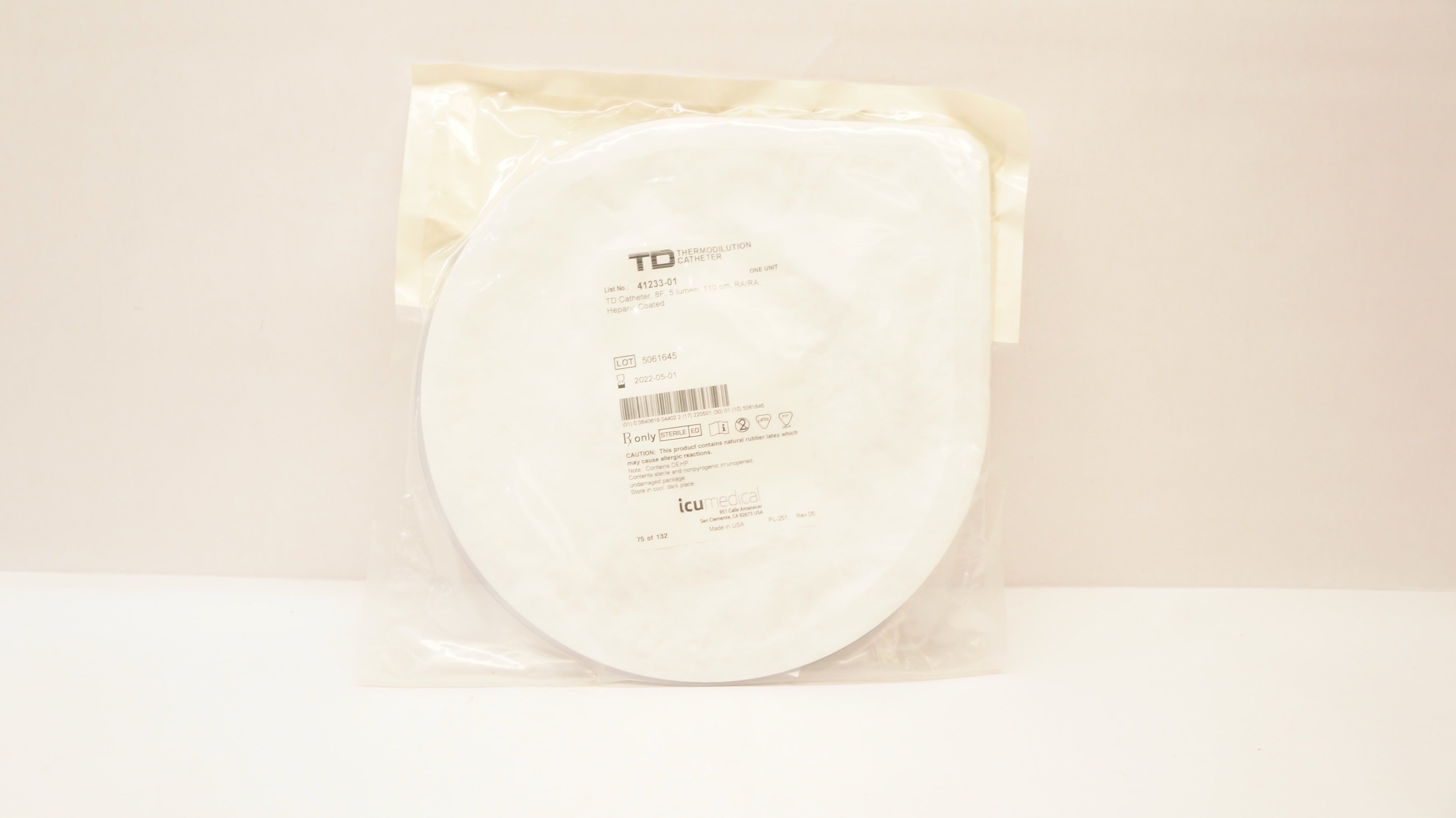 ICU Medical 41233-01 Thermodilution Cath. 5 Lumen Heparin Coated 8F x 110cm (x)