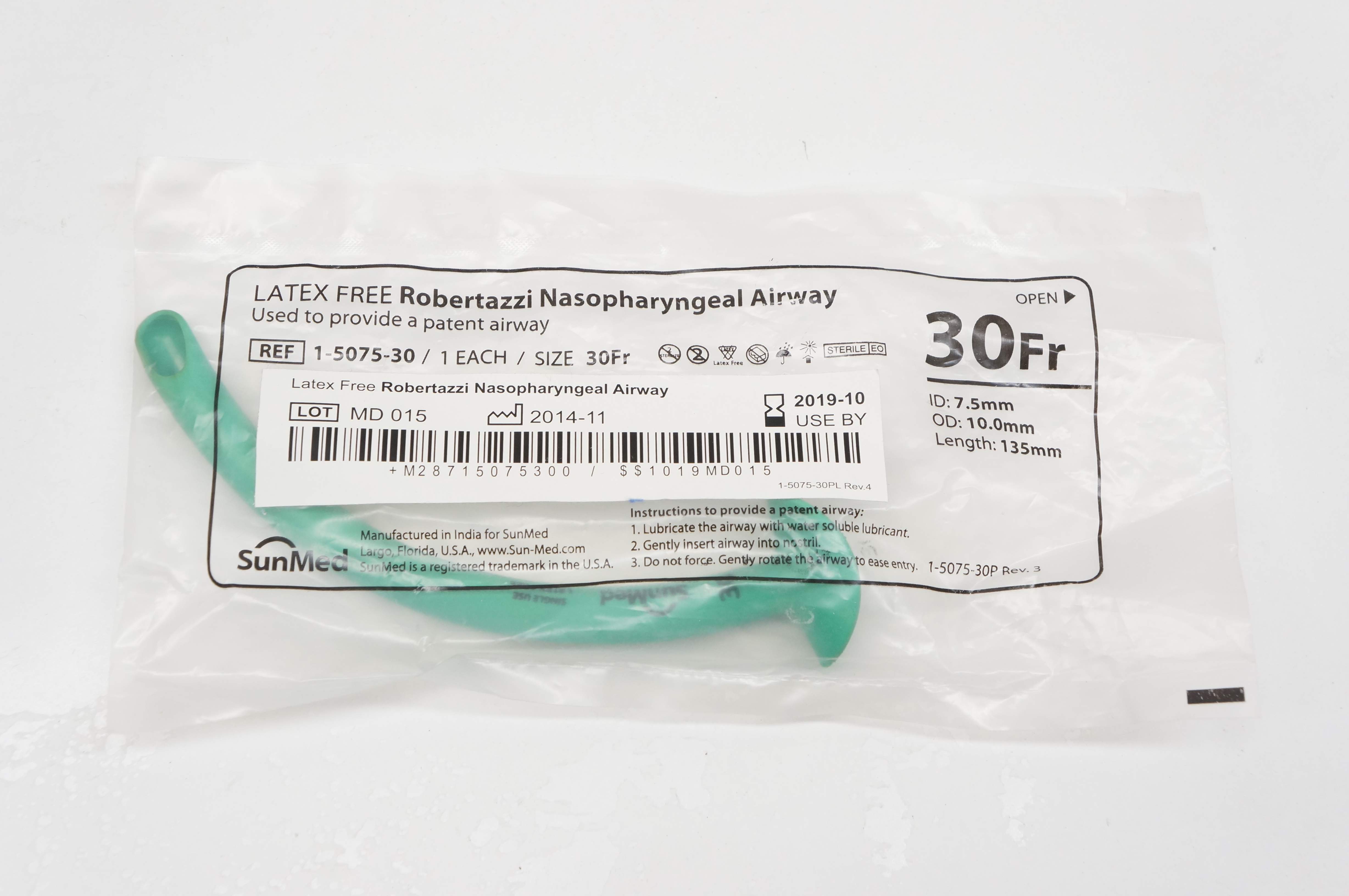 SunMed 1-5075-30 Robertazzi Nasopharyngeal Airway 30Fr. (x)