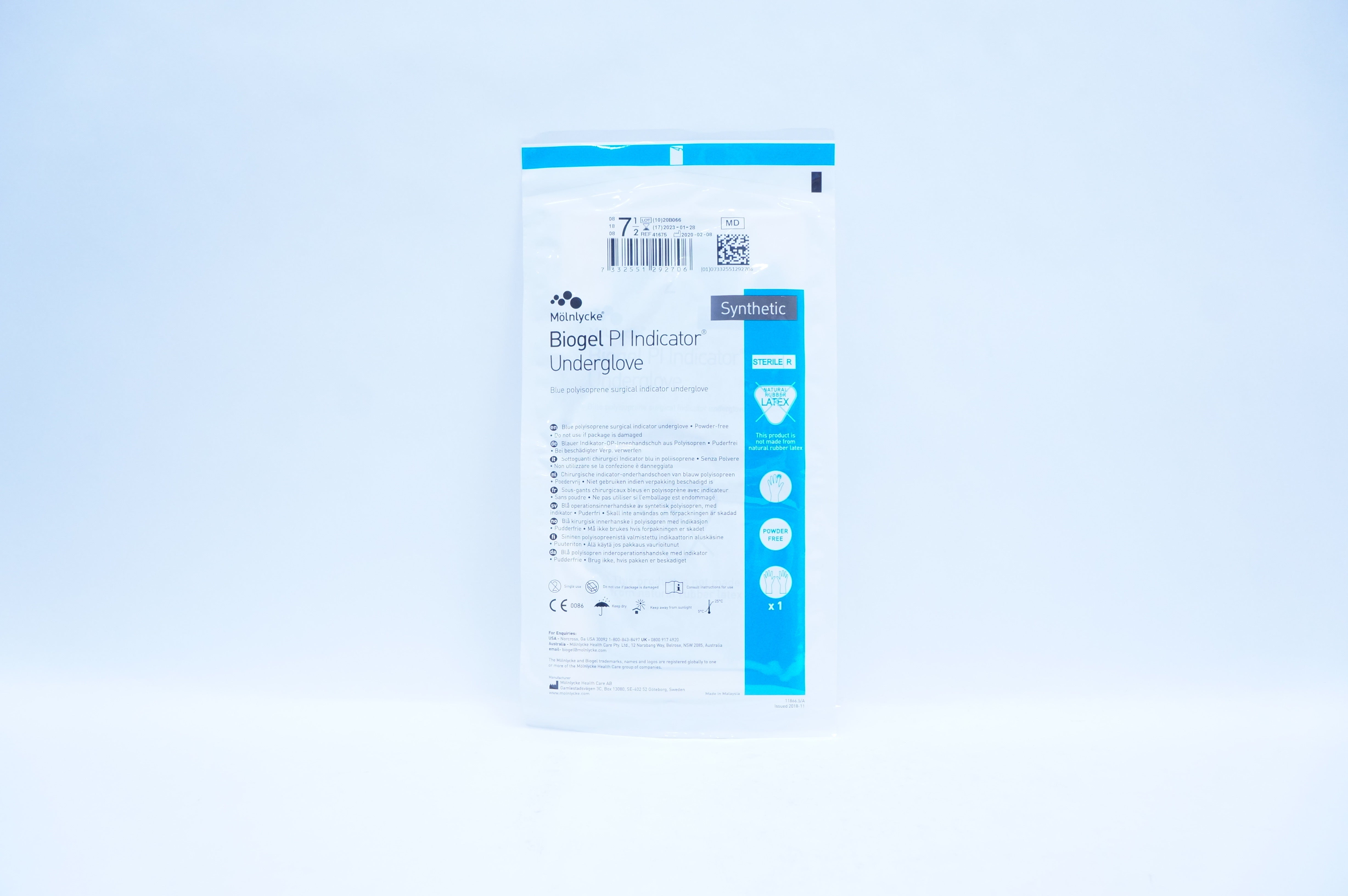 Mölnlycke Health Care 41675 Bigoel Pl Indicator Underglove, Size 7-1/2