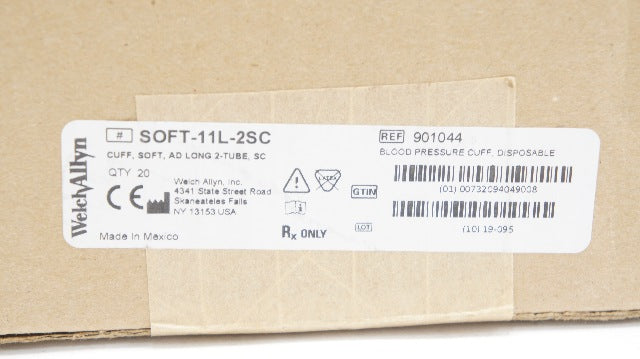 WelchAllyn 901044 SOFT-11L-2SC Blood Pressure Cuff Adult Long - Box of 20