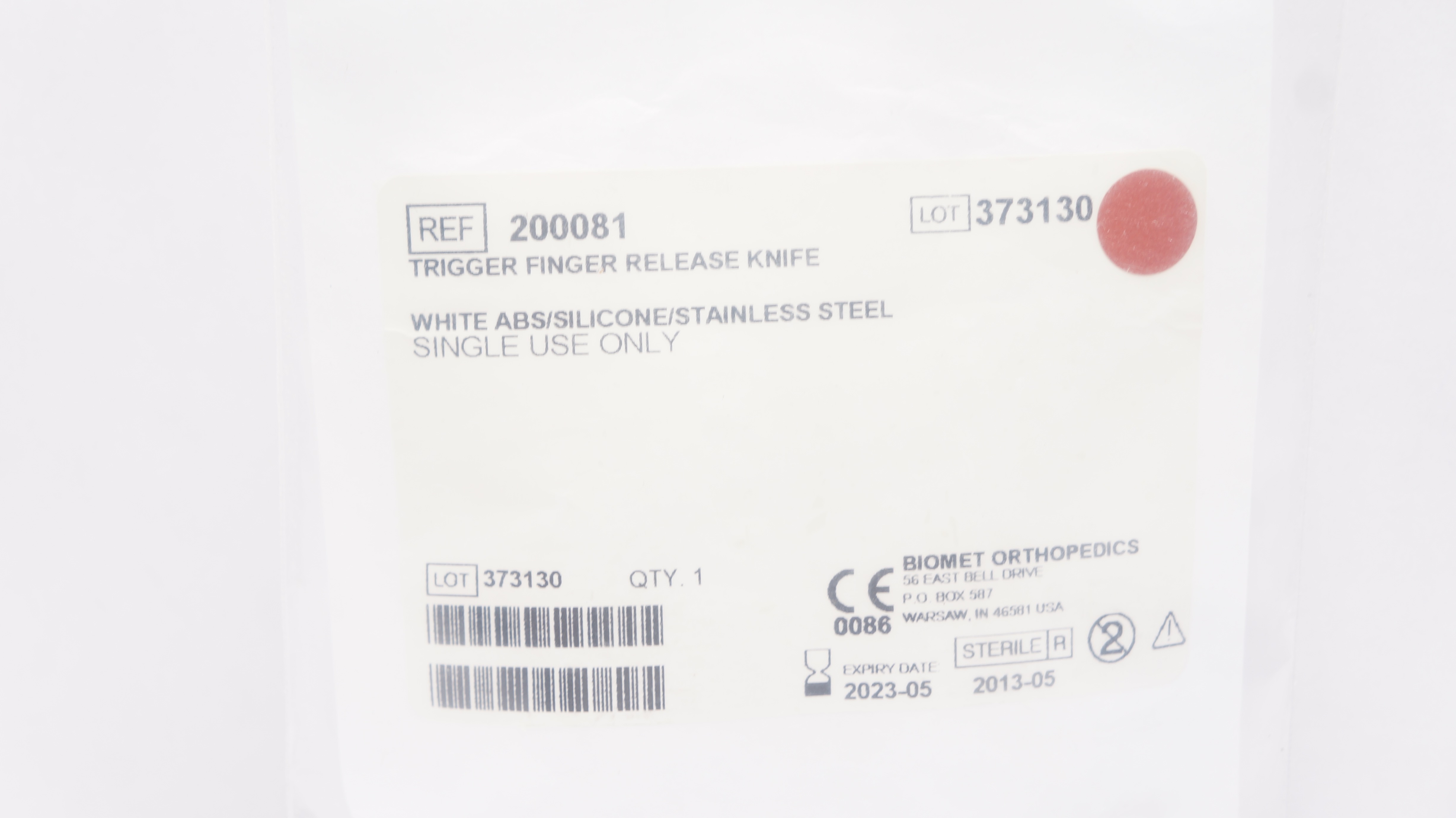 Biomet Orthopedics 200081 Trigger Finger Release Knife (x)